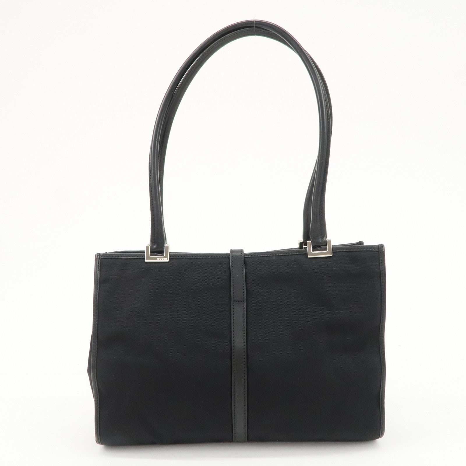 GUCCI Jackie Canvas Leather Tote Bag Shoulder Bag Black 002.1073 Used