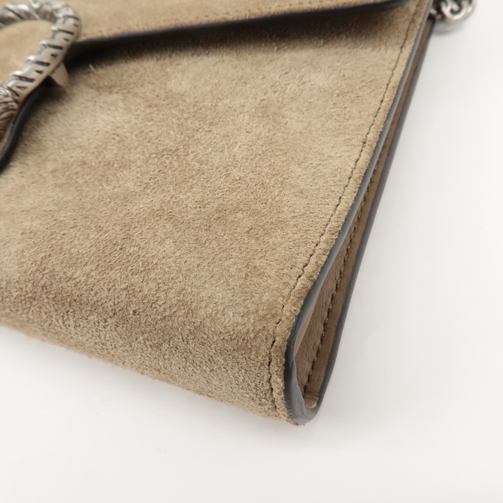 GUCCI Dionysus Suede Chain Shoulder Bag Beige Silver 401231 Used