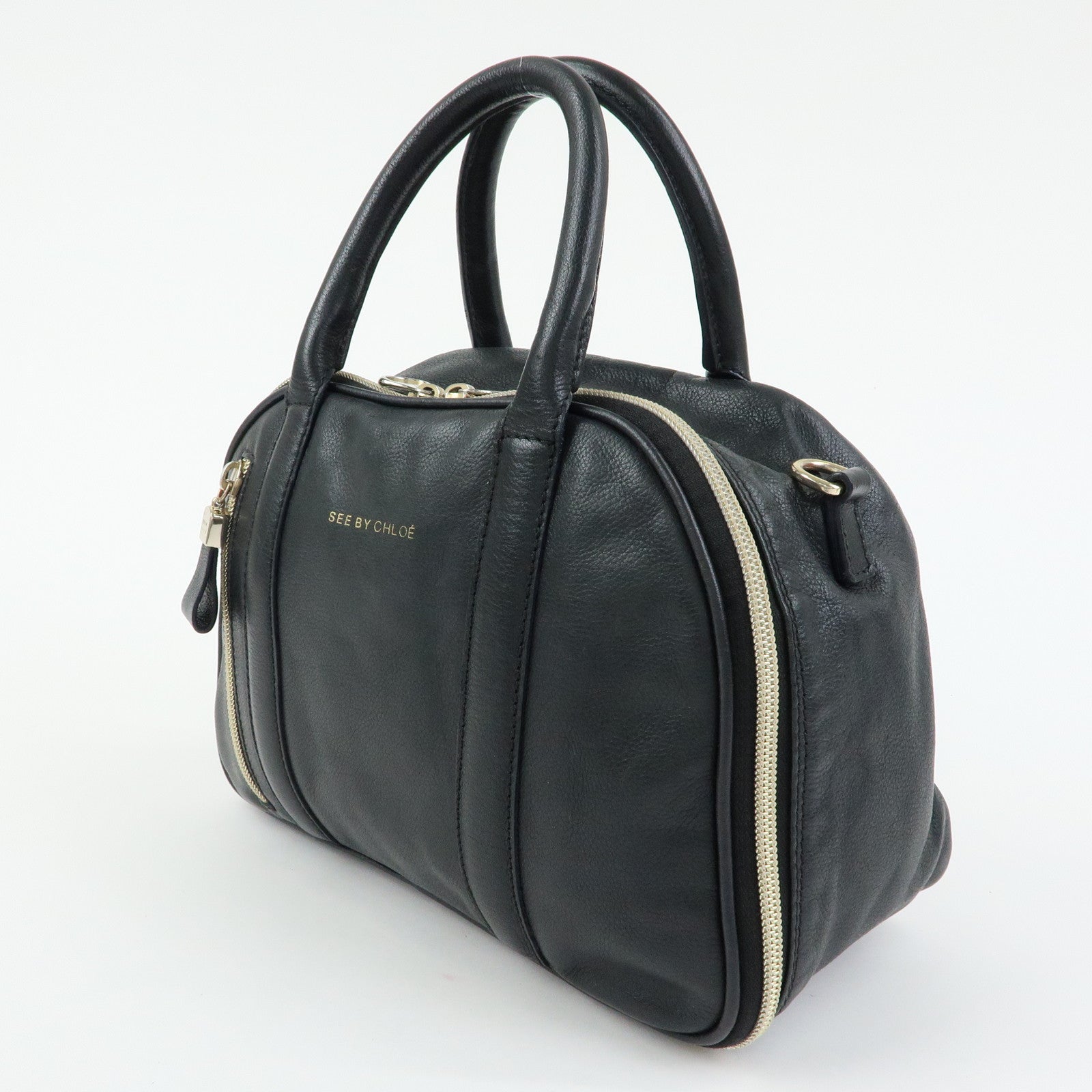 Chloe See By Chloe Leather 2Way Bag Shoulder Bag Hand Bag Black