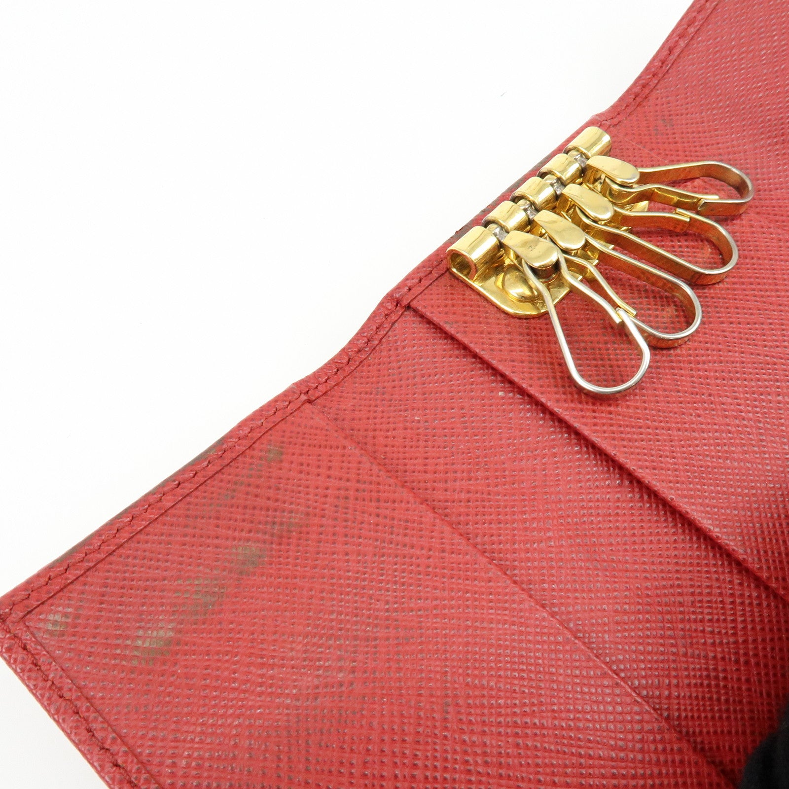 PRADA Set of 2 Saffiano Leather Key Case Red 1PG004/1PG222