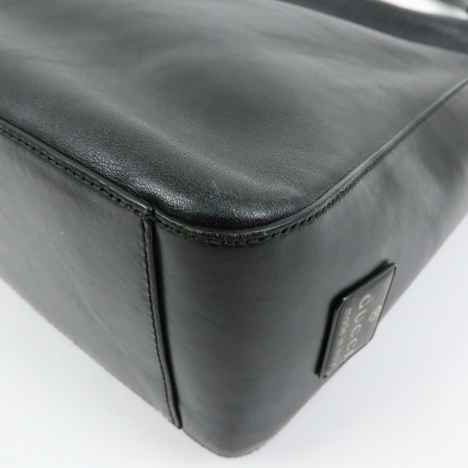 GUCCI Leather Shoulder Bag Hand Bag Tote Bag Black 001・3770