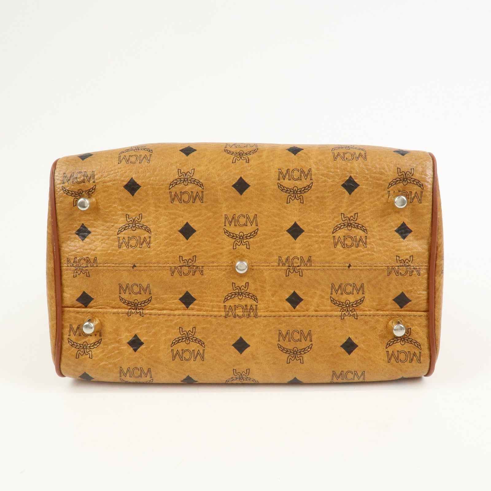 MCM Visetos Leather 2WAY Bag Hand Bag Shoulder Bag Brown