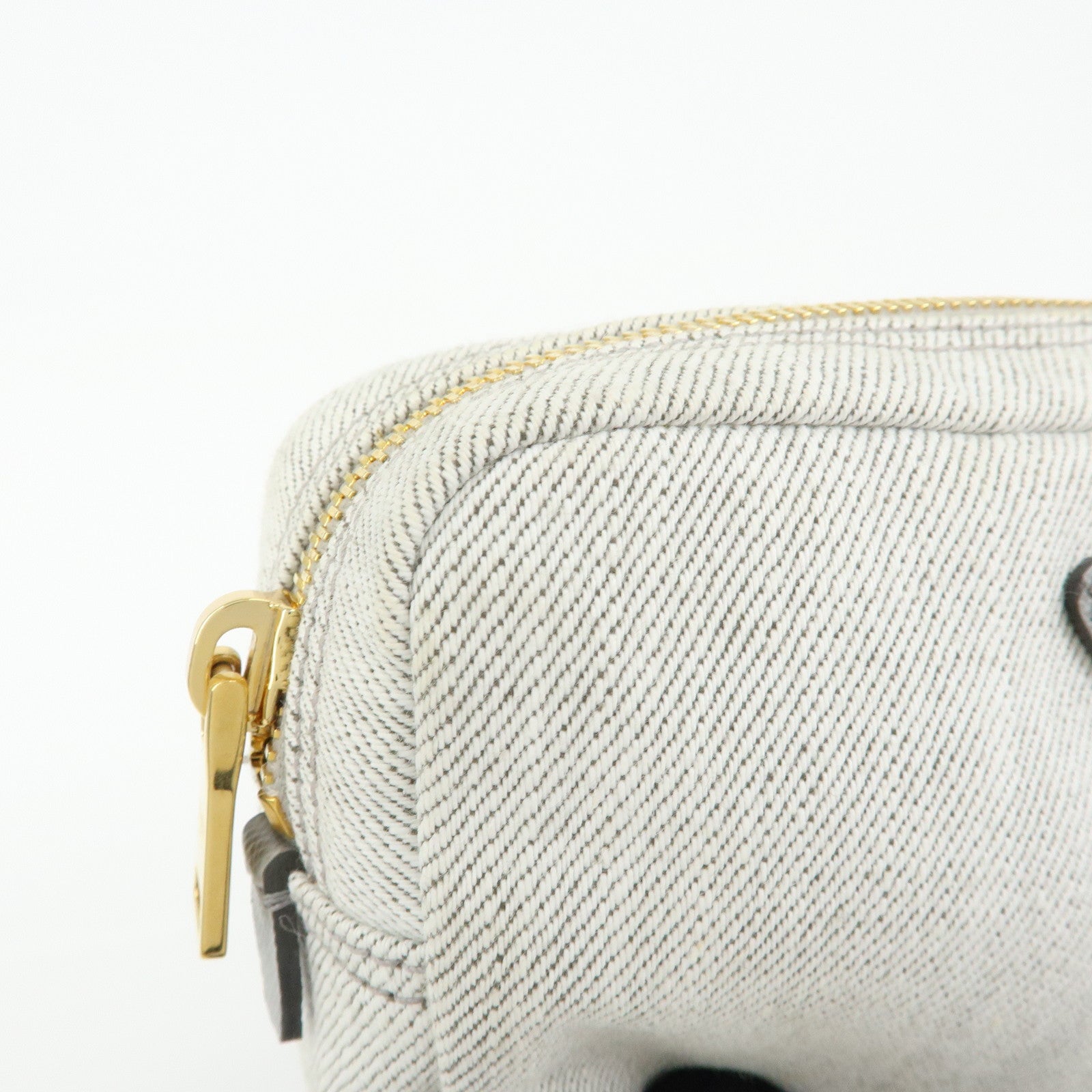 PRADA Triangle Logo Canvas Cosmetic Pouch Accessory Pouch Gray