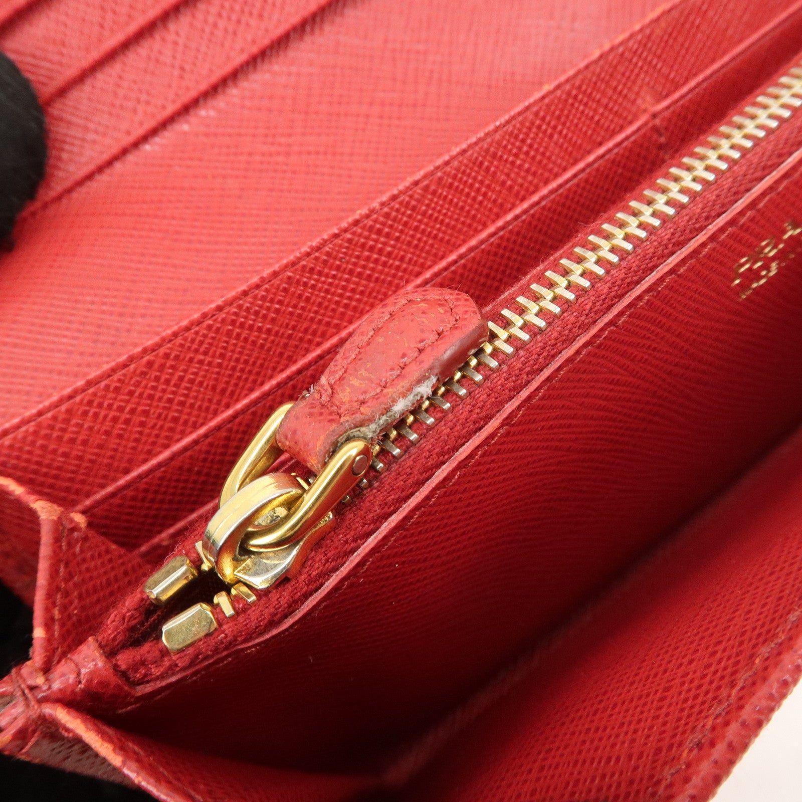 PRADA Saffiano Leather Set of 2 Long Wallet Red 1MH132 Used