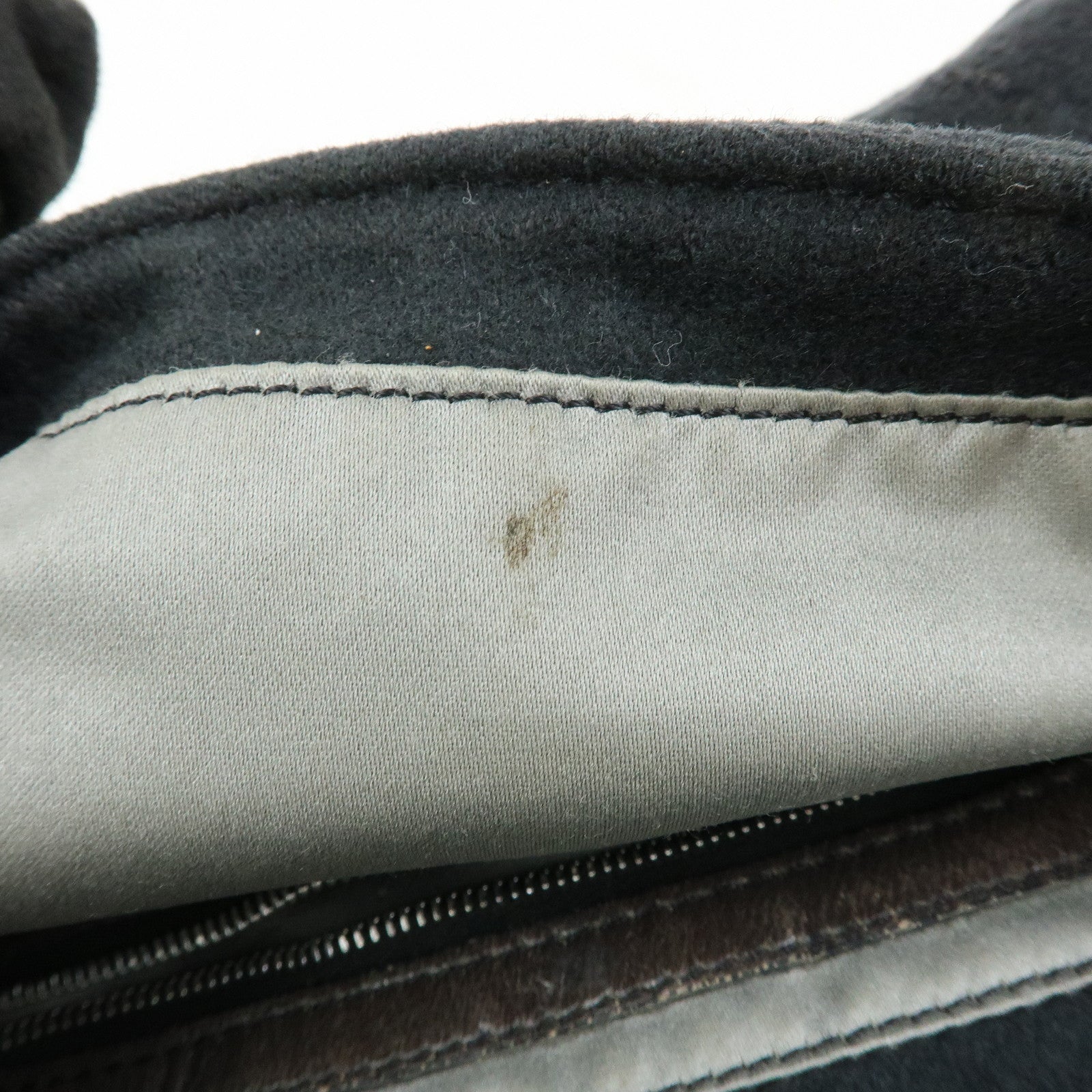 FENDI Mamma Baguette Wool Leather Shoulder Bag Hand Bag Black 26424