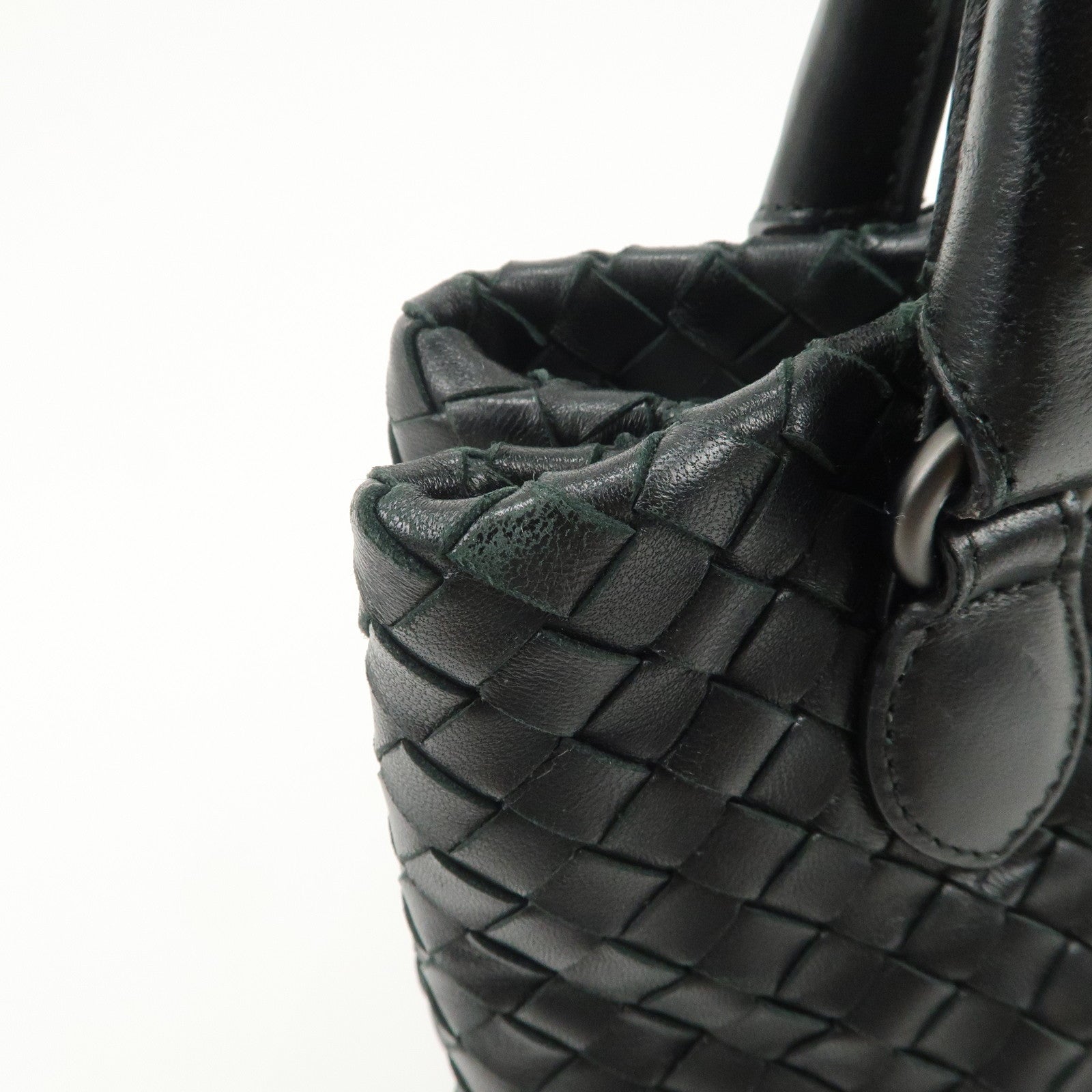 BOTTEGA VENETA Intrecciato Leather Tote Bag Hand Bag Black 225166
