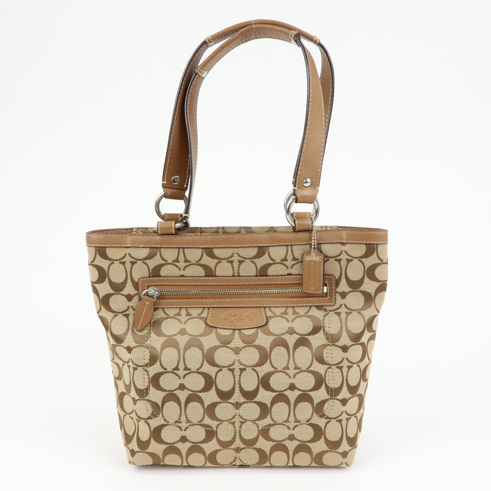 COACH Set of 2 Canvas Leather Shoulder Bag Brown Bronze