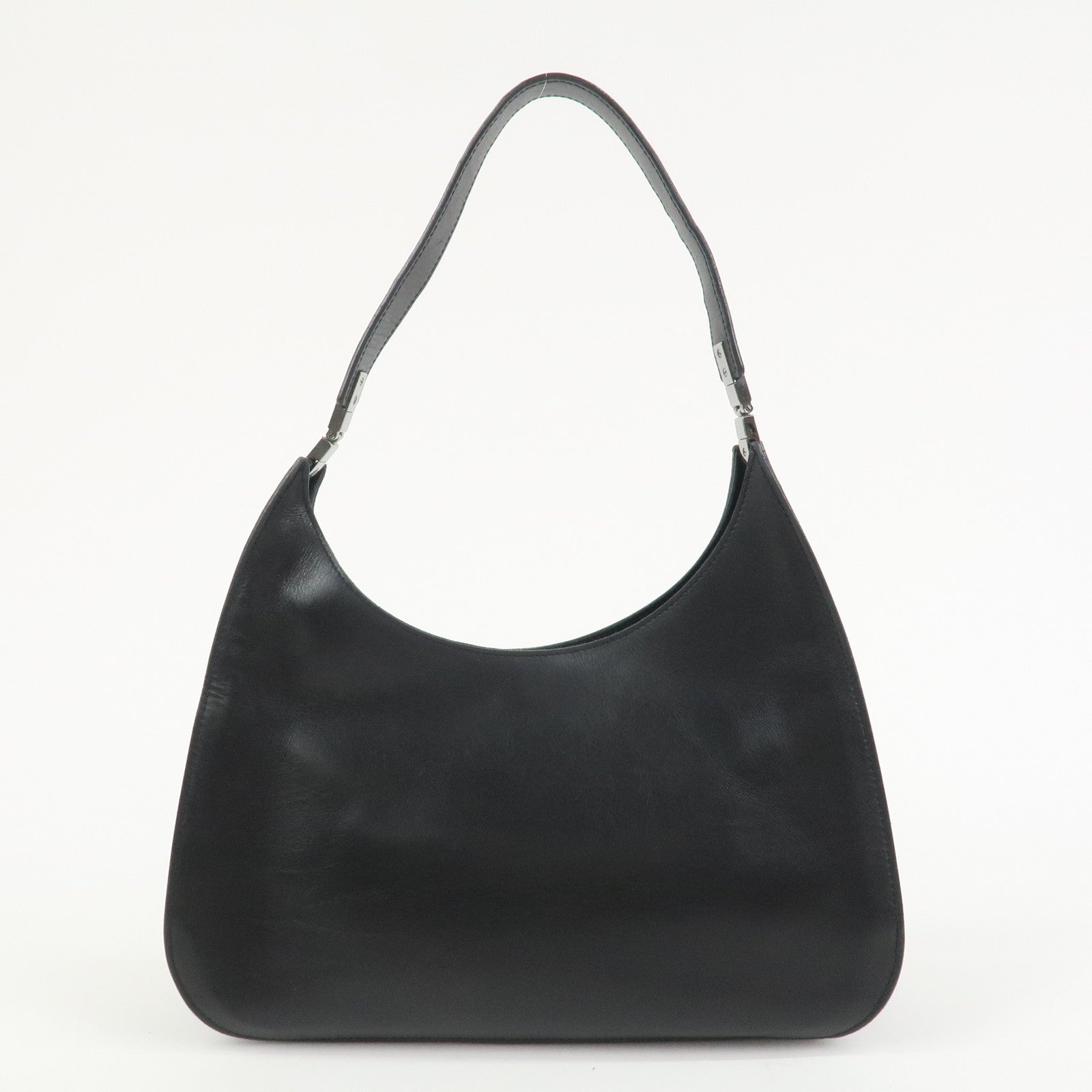 GUCCI Logo Leather Shoulder Bag Hand Bag Black 001繝サ3767