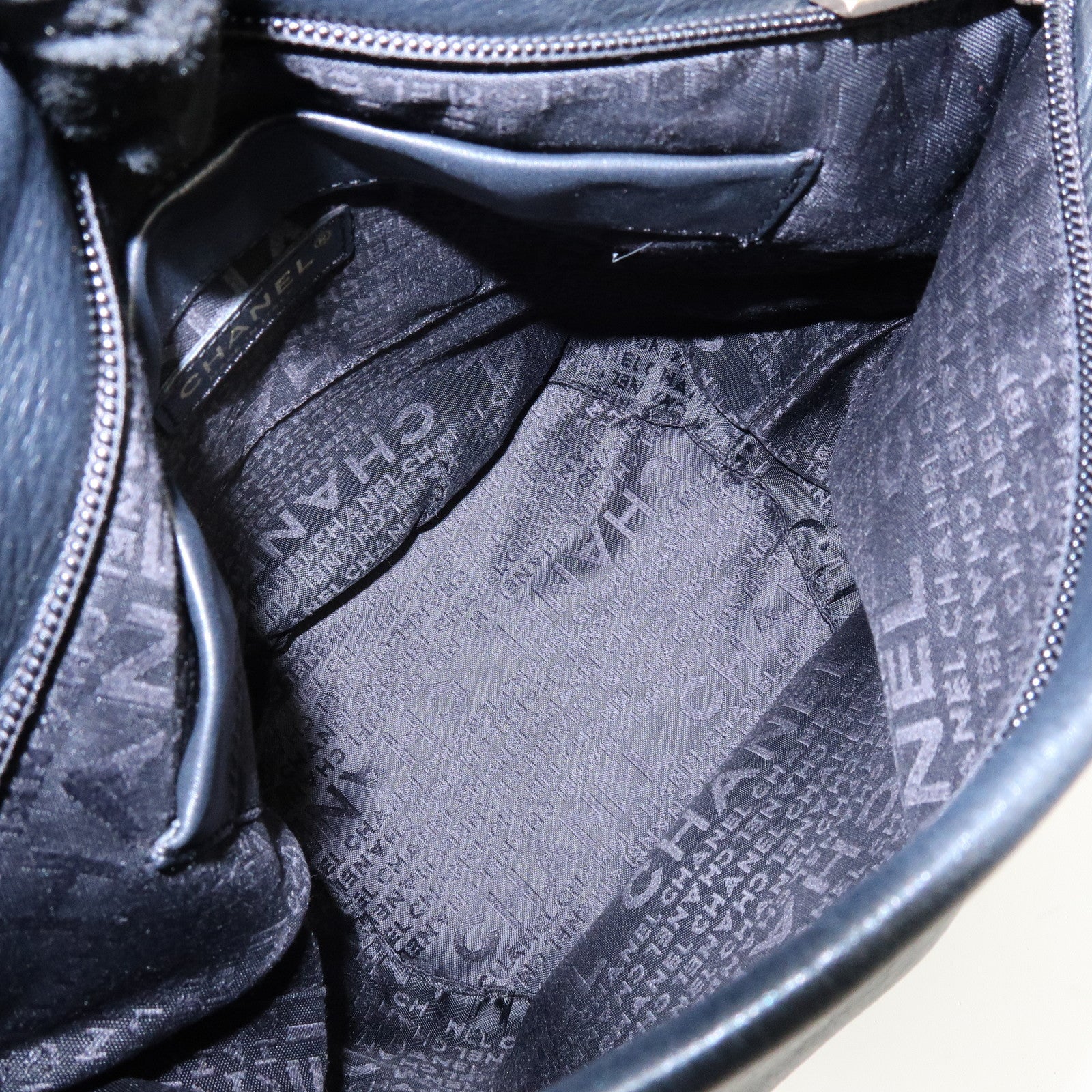 CHANEL COCO Mark Calf Leather Hand Bag Shoulder Bag Black