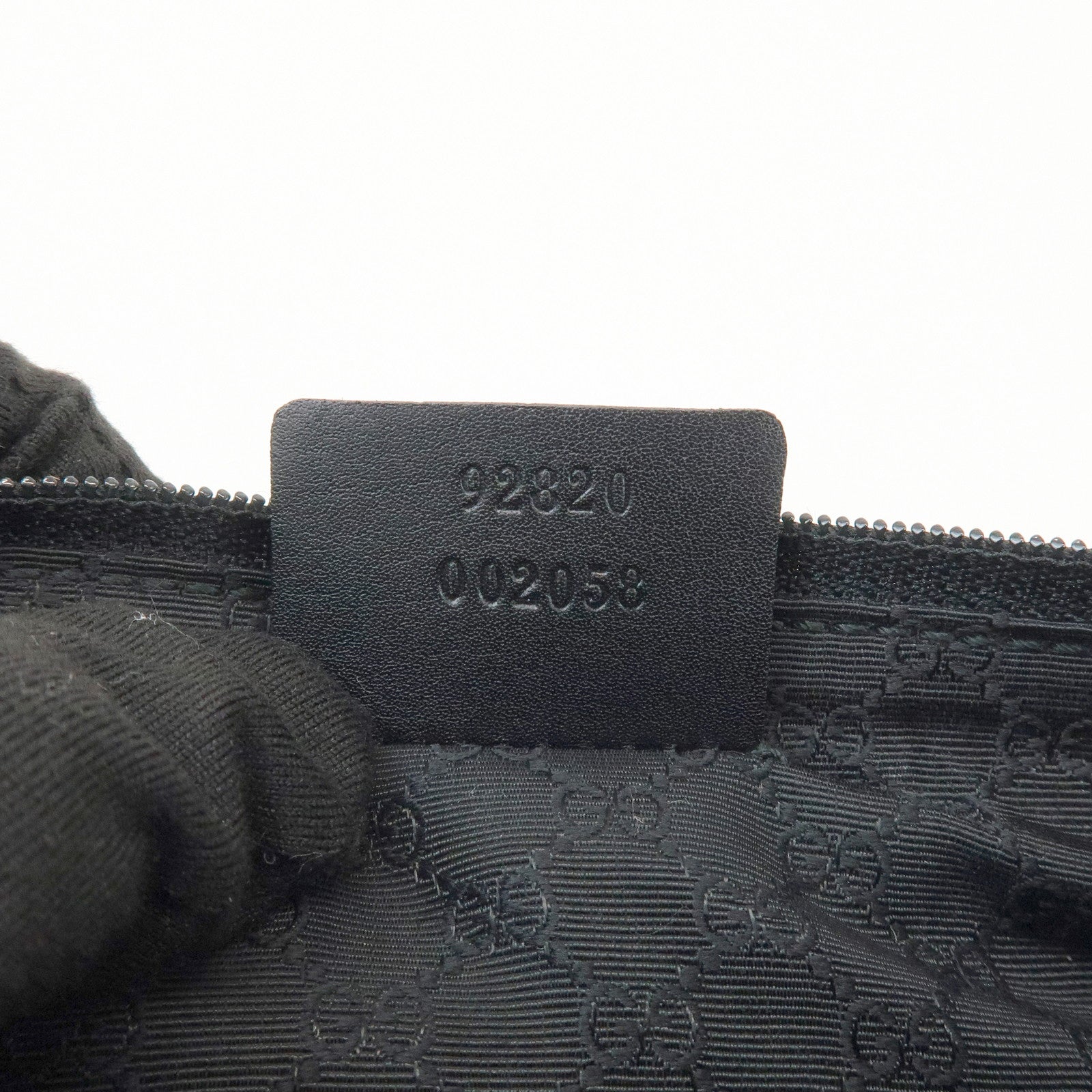 GUCCI Sherry Accessory Pouch Leather Canvas Hand Bag Black 92820