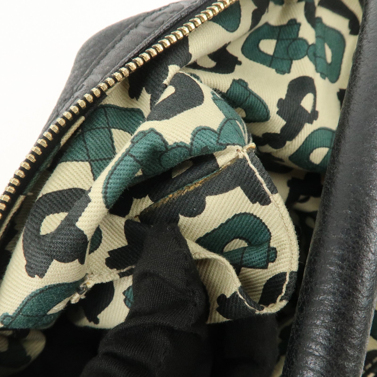 GUCCI Guccissima Leather Shoulder Bag Hand Bag Black 181515 Used