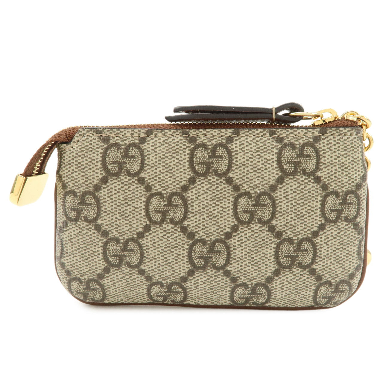 GUCCI GG Supreme Leather Coin Case Coin Pouch Beige Brown 447964 Used