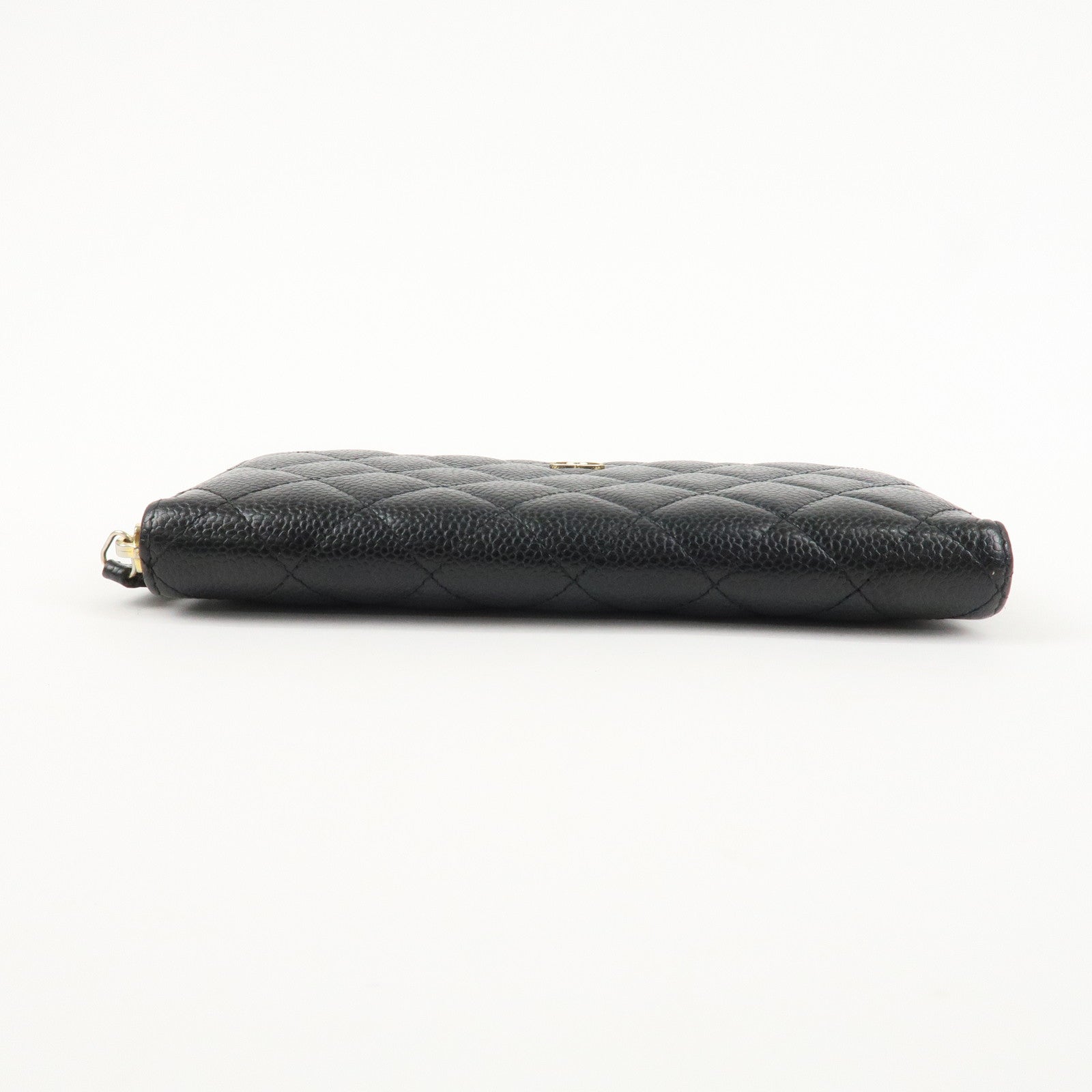 CHANEL Matelasse Caviarskin Round Zippy Long Wallet Black AP0242 Used