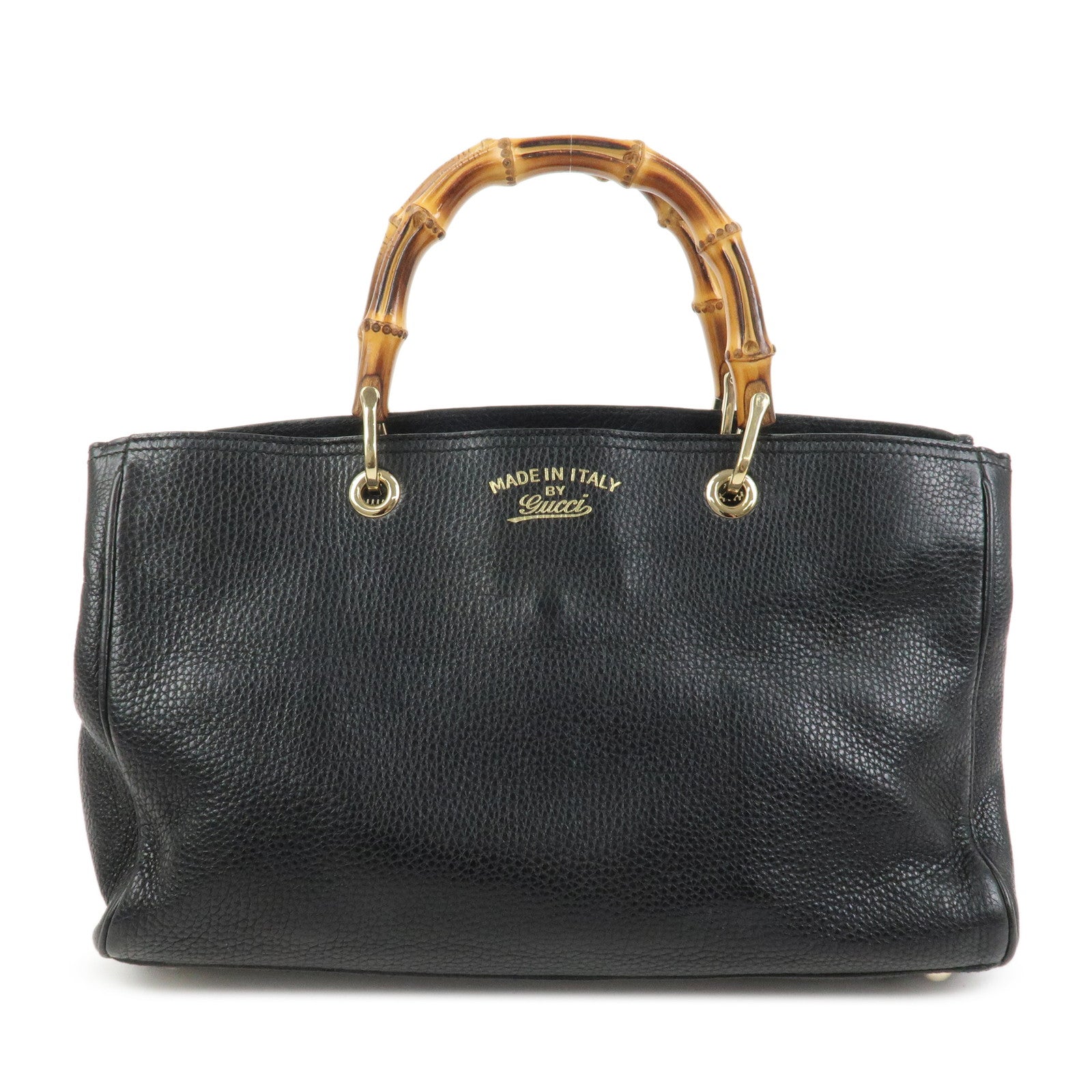 GUCCI Bamboo Shopper Medium 2Way Bag Shoulder Bag Black 323660