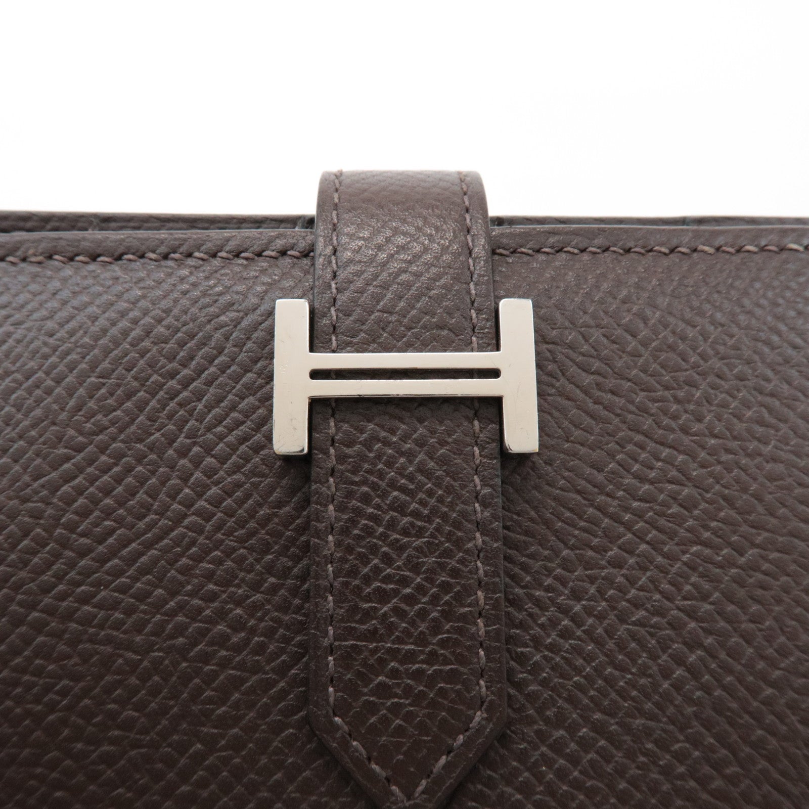 HERMES Veau Epsom Leather Bテゥarn Soufflet Long Wallet Chocolat