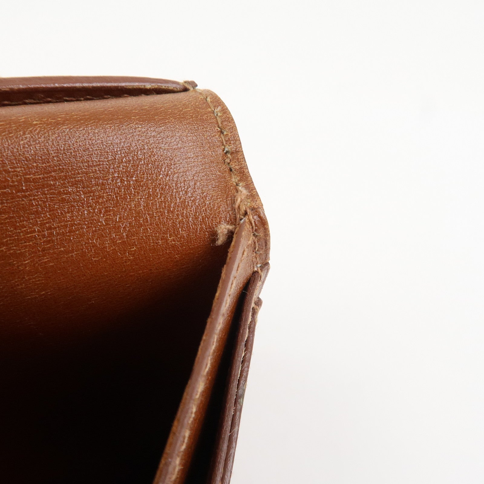 HERMES Bearn Classic Box Calf □O Stamped Bi-Fold Long Wallet Brown