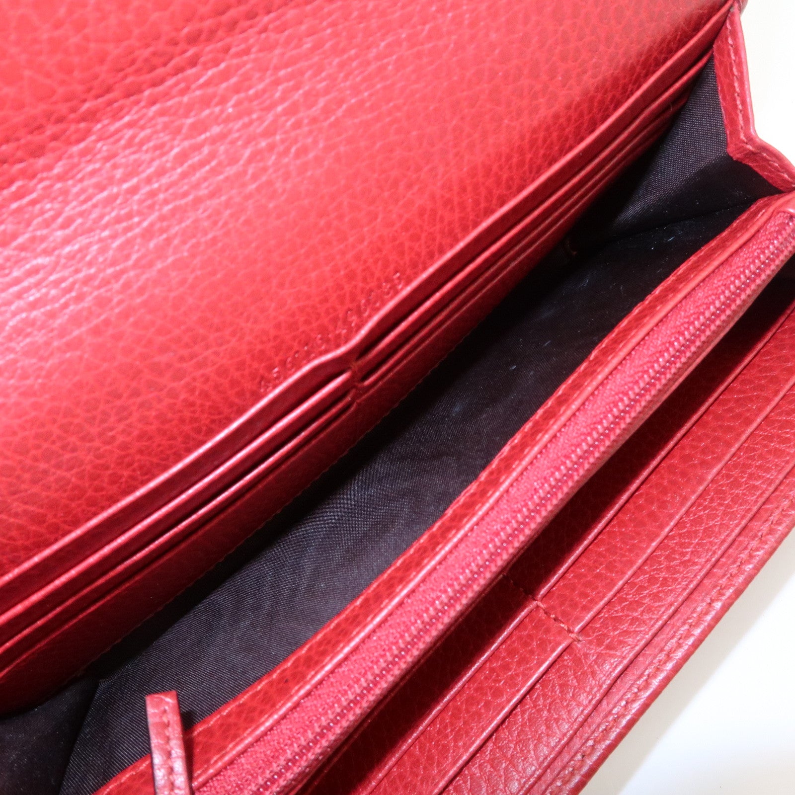 GUCCI GG Marmont Leather Continental Long Wallet Red 456116 Used