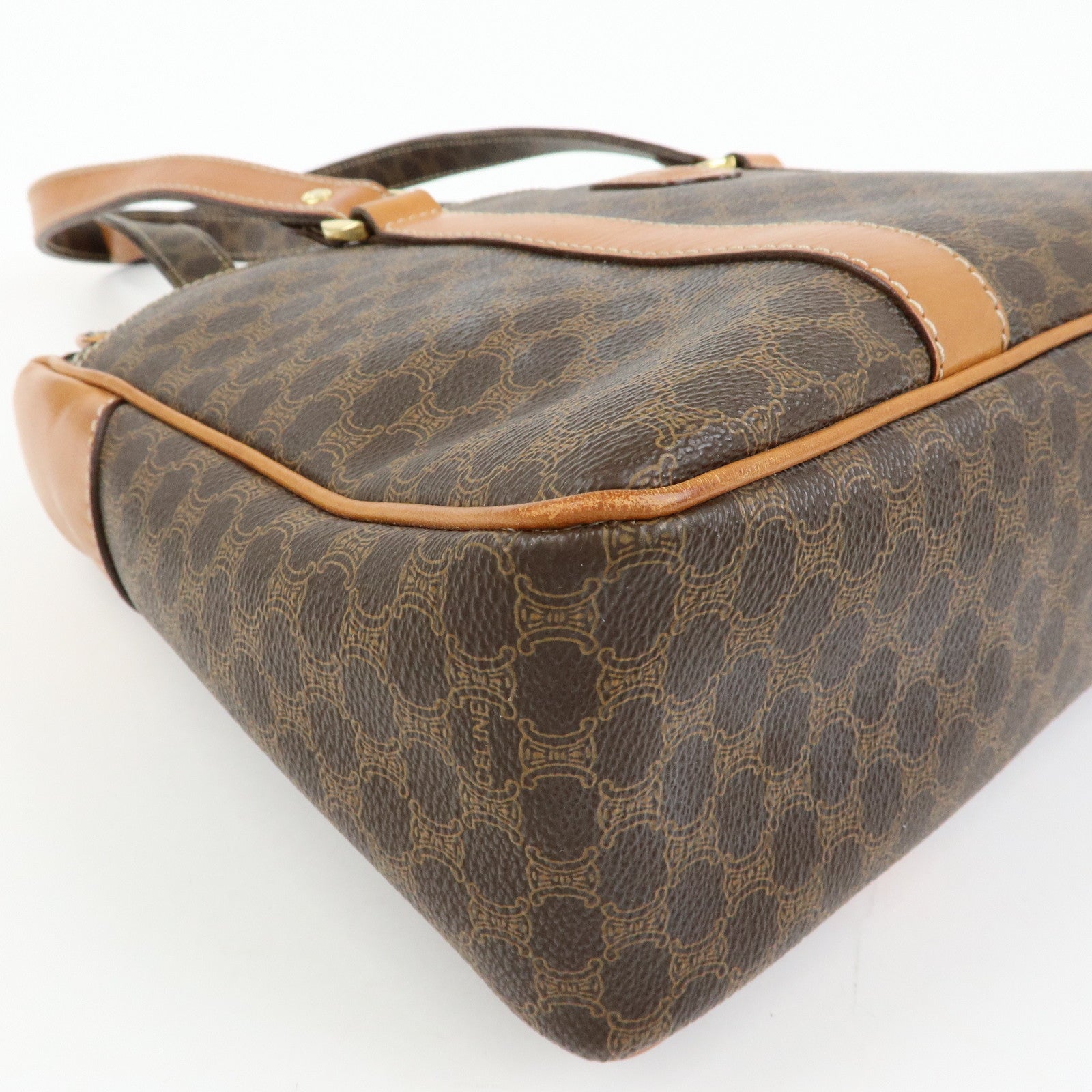 CELINE Macadam PVC Leather Tote Bag Shoulder Bag Hand Bag Brown
