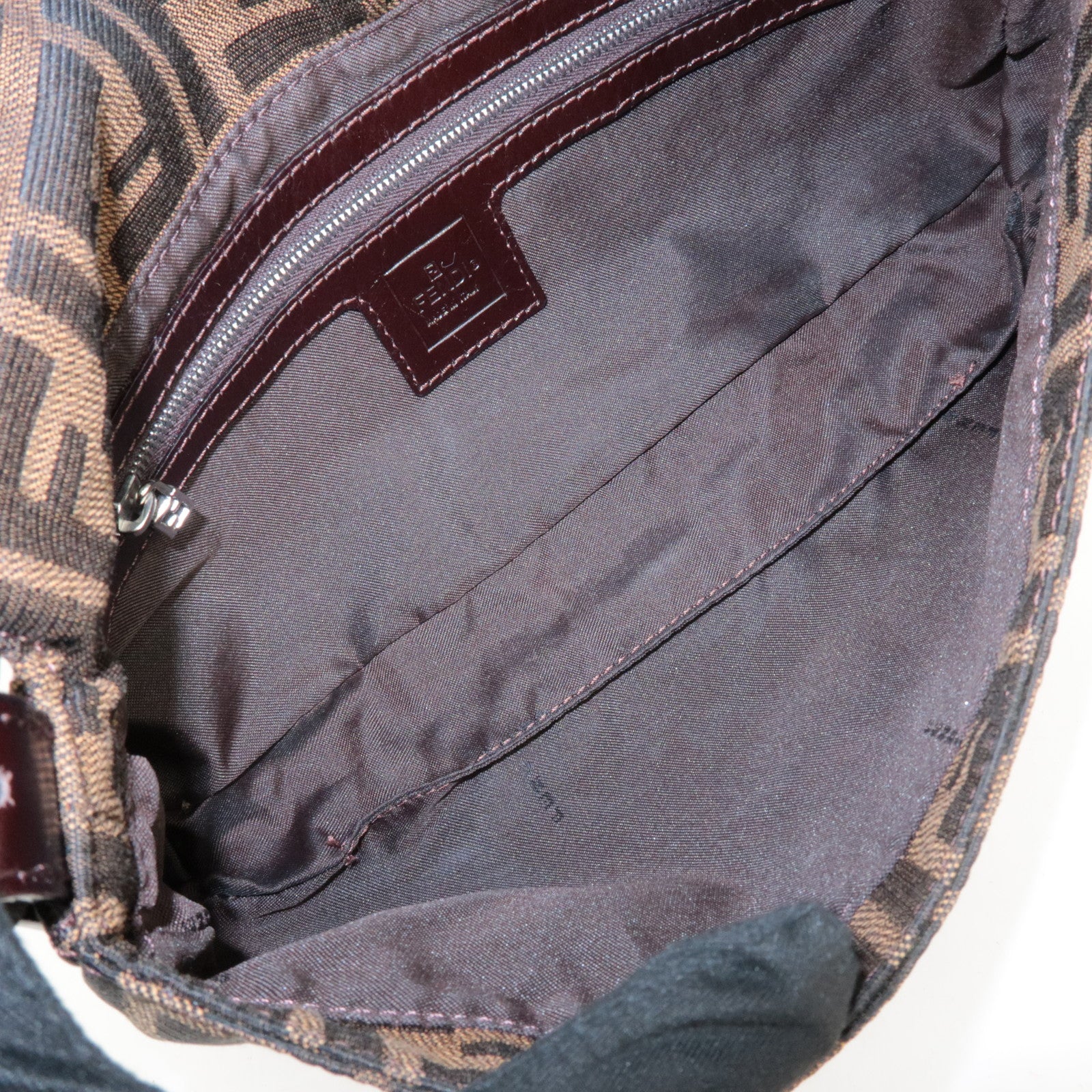 FENDI Mamma Baguette Zucca Canvas Leather Shoulder Bag 26424 Used