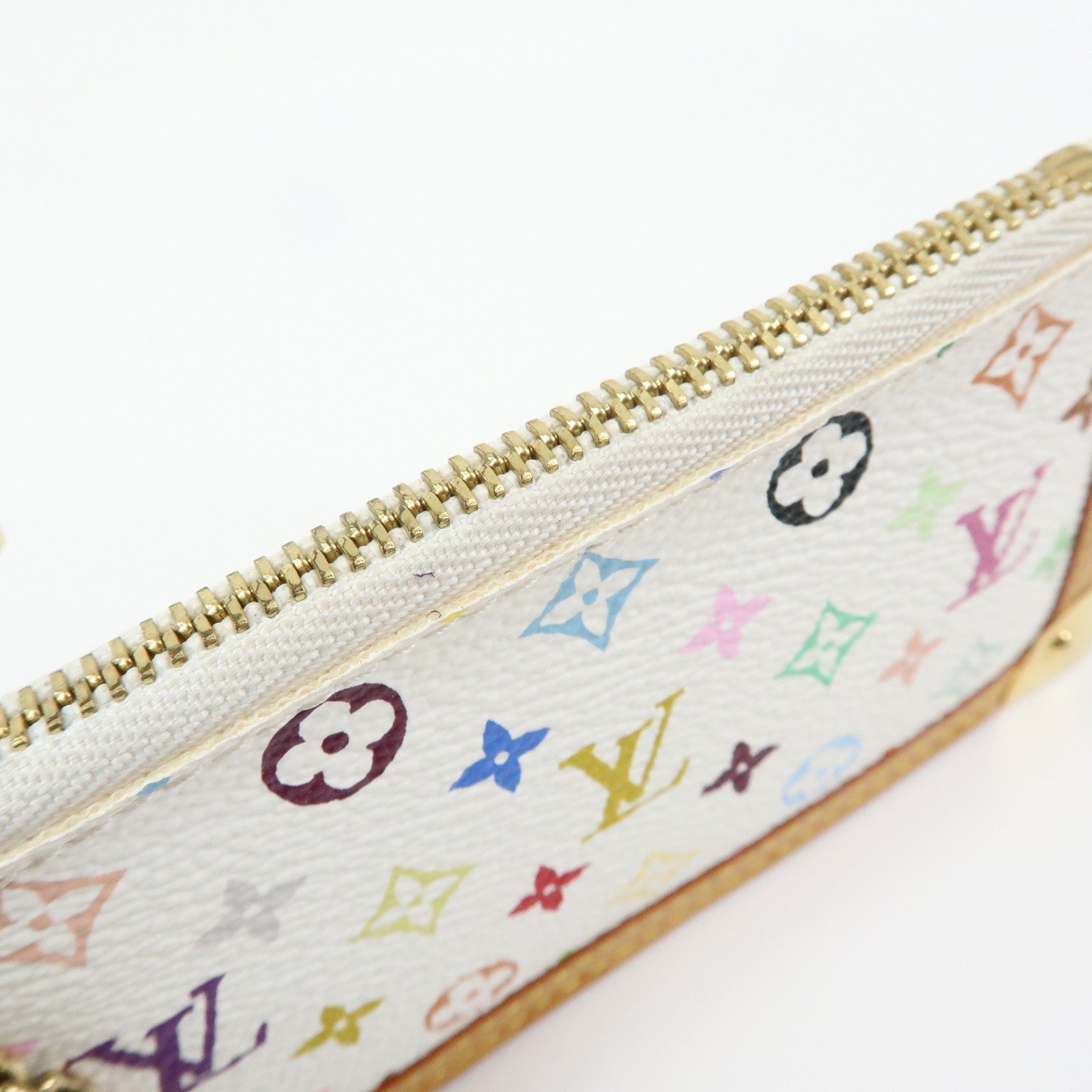 Louis Vuitton Monogram Multicolor Pochette Cles Blanc M92655