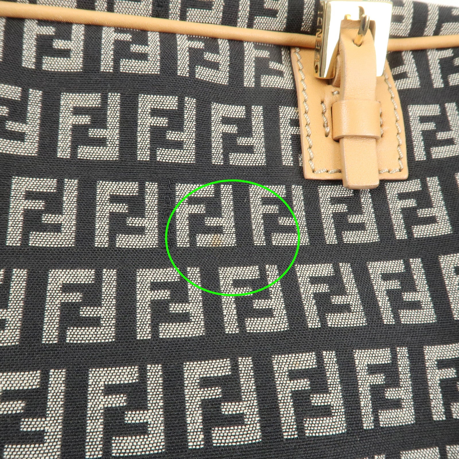 FENDI Zucchino Canvas Leather Mini Boston Bag Hand Bag Black 8BL007