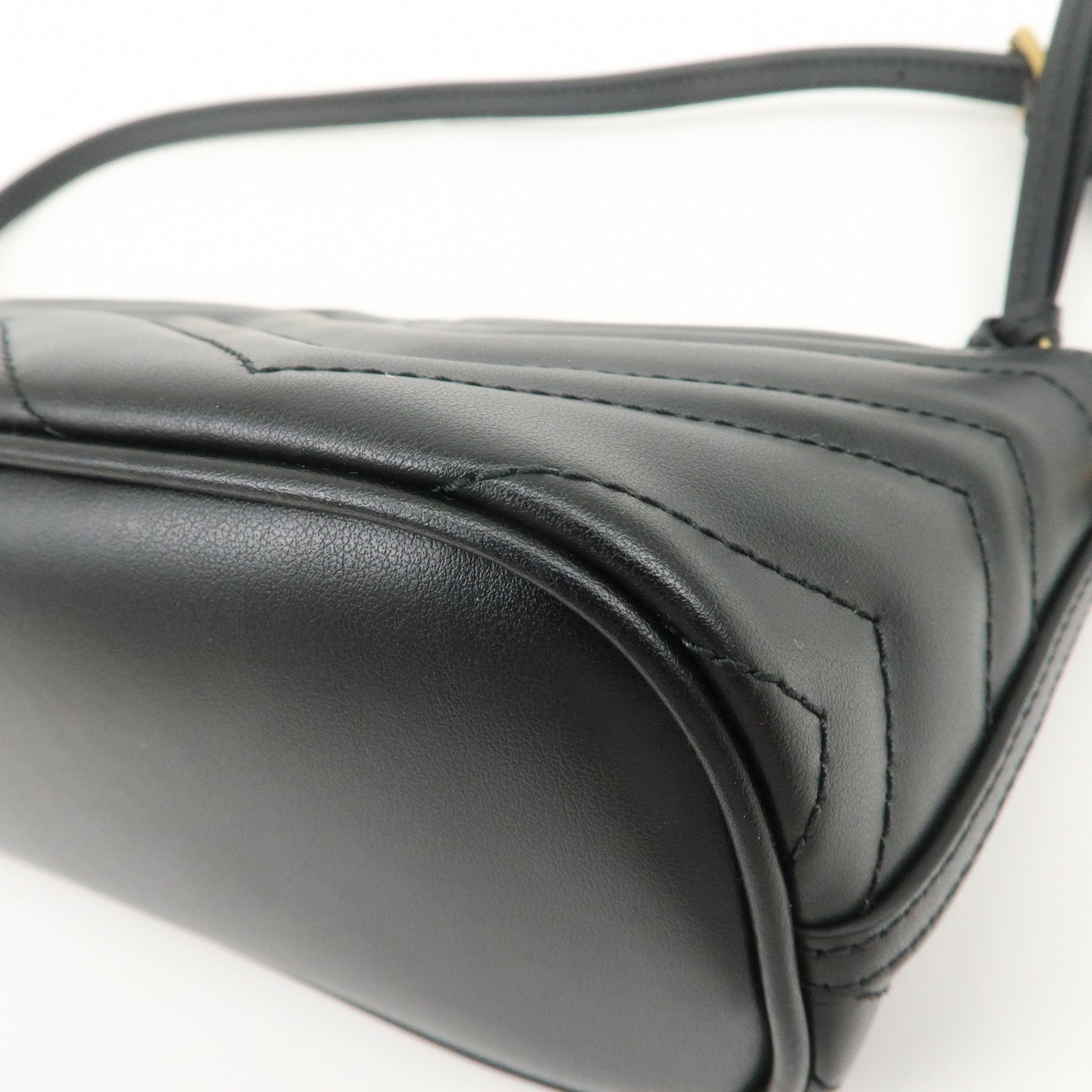 GUCCI Boat Bag GG Marmont Leather Shoulder Bag Hand Bag 739166