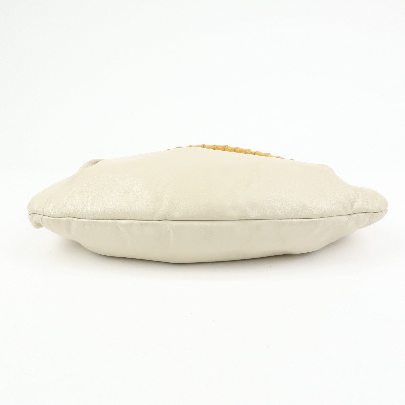 GUCCI Bamboo Leather Hand Bag Shoulder Bag Ivory 124293