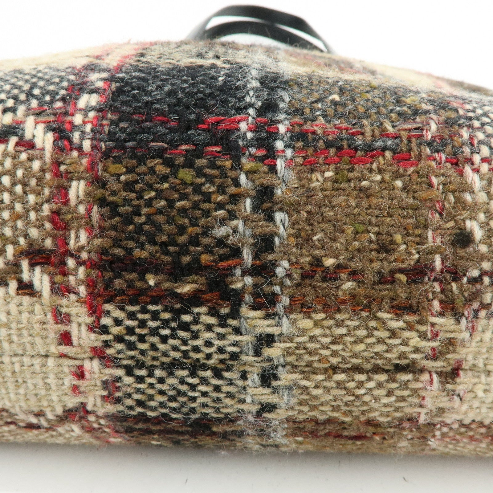 BURBERRY Tweed Patend leaether Suede Tote Bag Beige Black