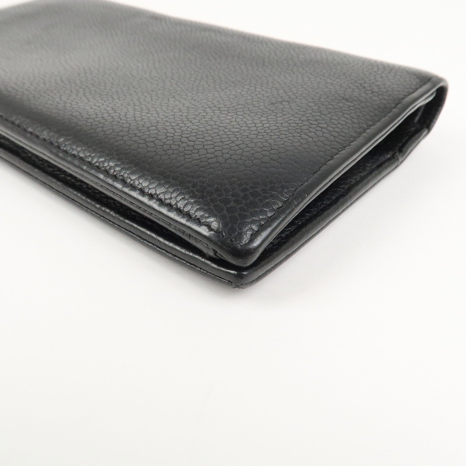 CHANEL COCO Mark Caviarskin Bi-fold Long Wallet Black A48651