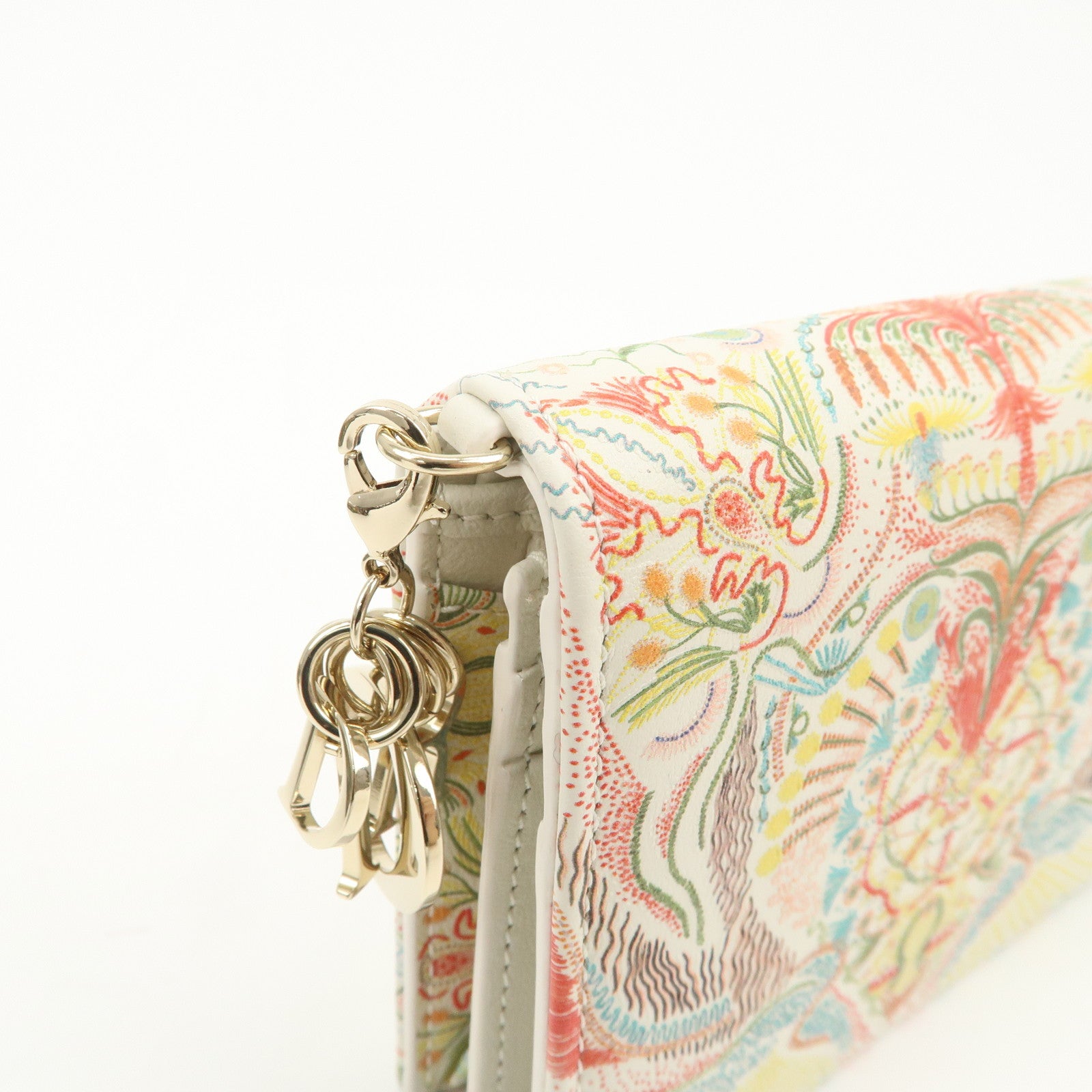 Christian Dior Logo Leather Bi-fold Comact Wallet Ivory Multicolor