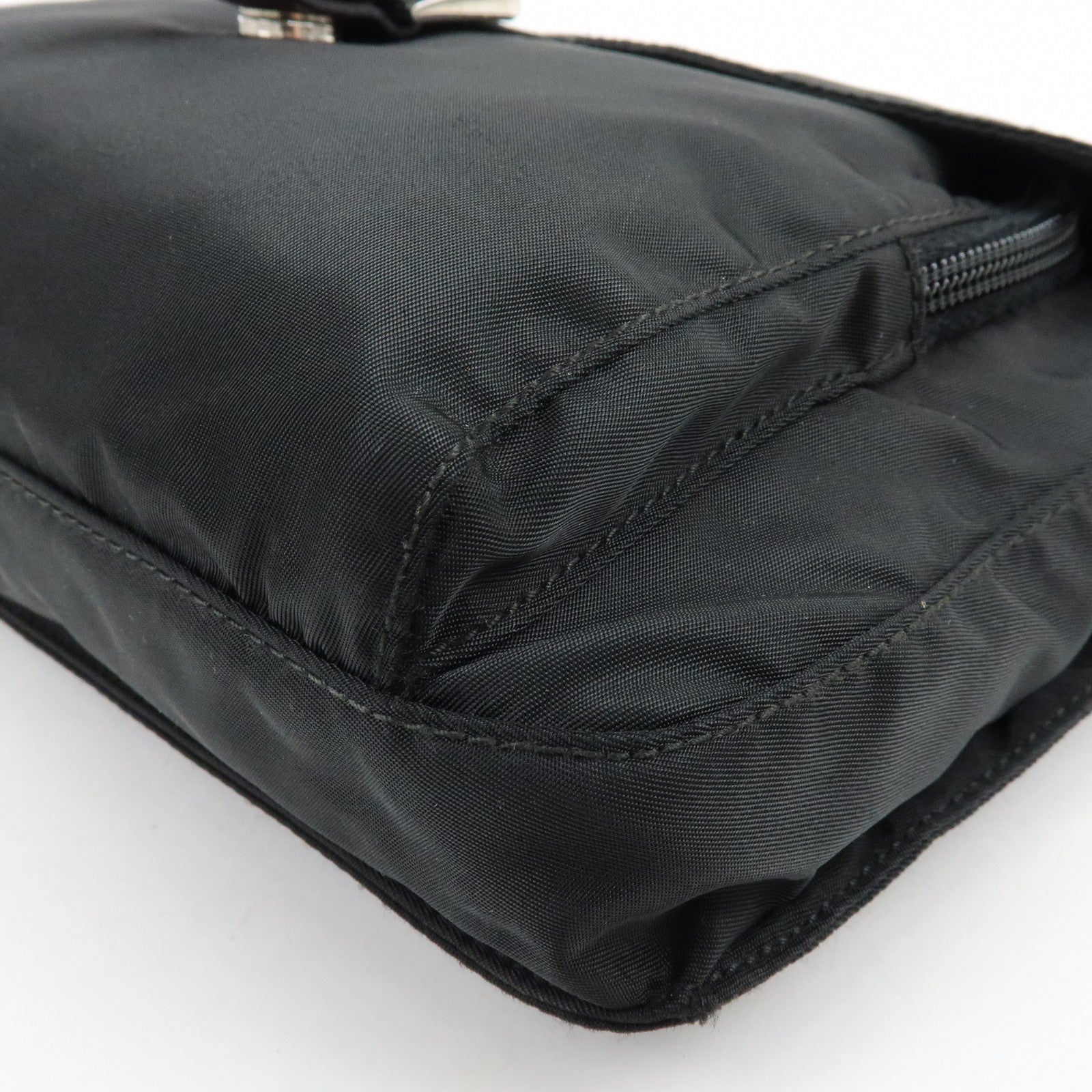 PRADA Triangle Logo Nylon Shoulder Bag Crossbody Bag Black