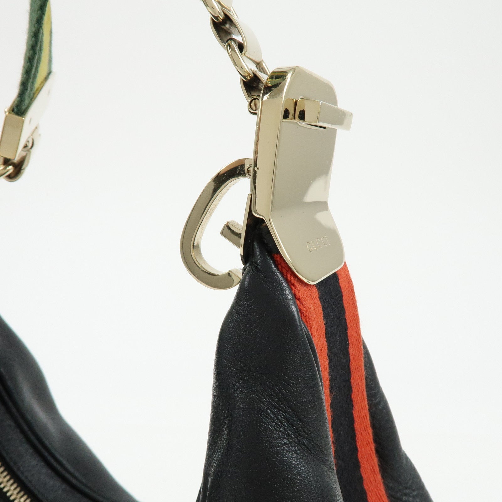 GUCCI Attache Leather Shoulder Bag Crossbody Bag Black 702823