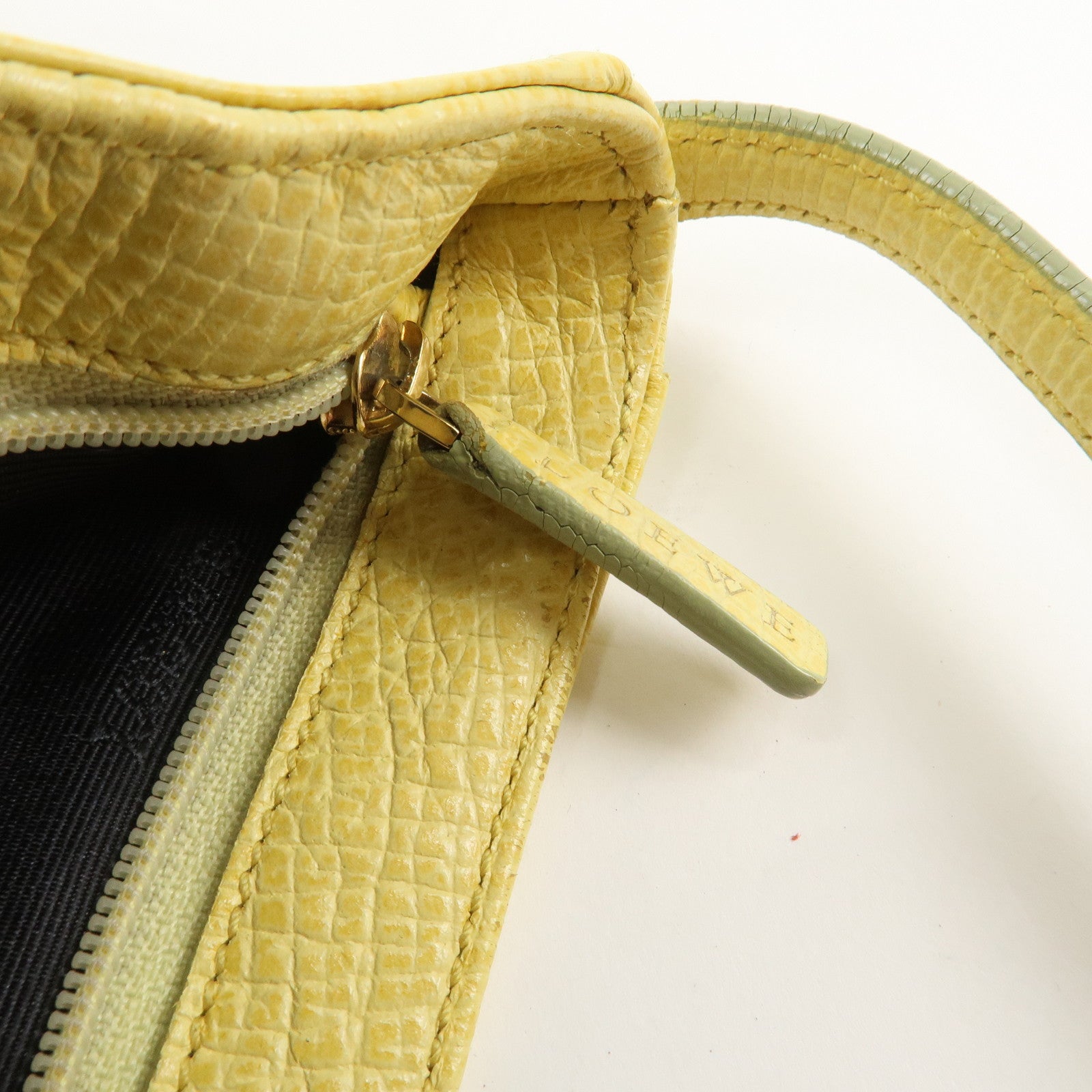LOEWE Embossed Leather Hand Bag Shoulder Bag Yellow L21