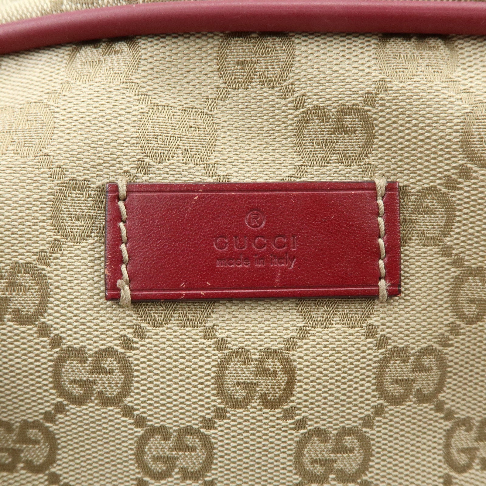 GUCCI GG Canvas Leather Boston Bag Shoulder Bag Beige Red 153240