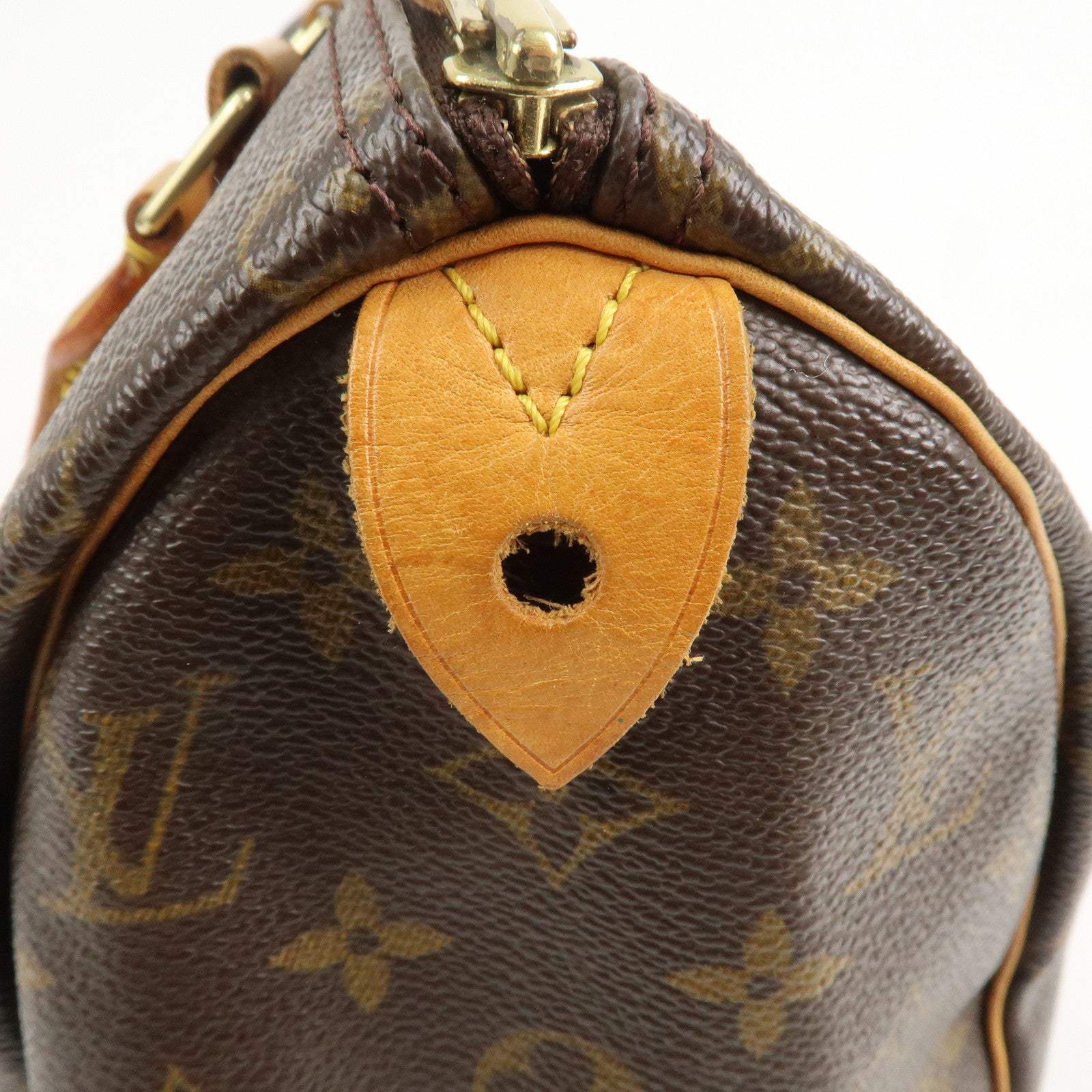 Louis Vuitton Monogram Canvas Leather Speedy 25 Boston Bag Brown M41528