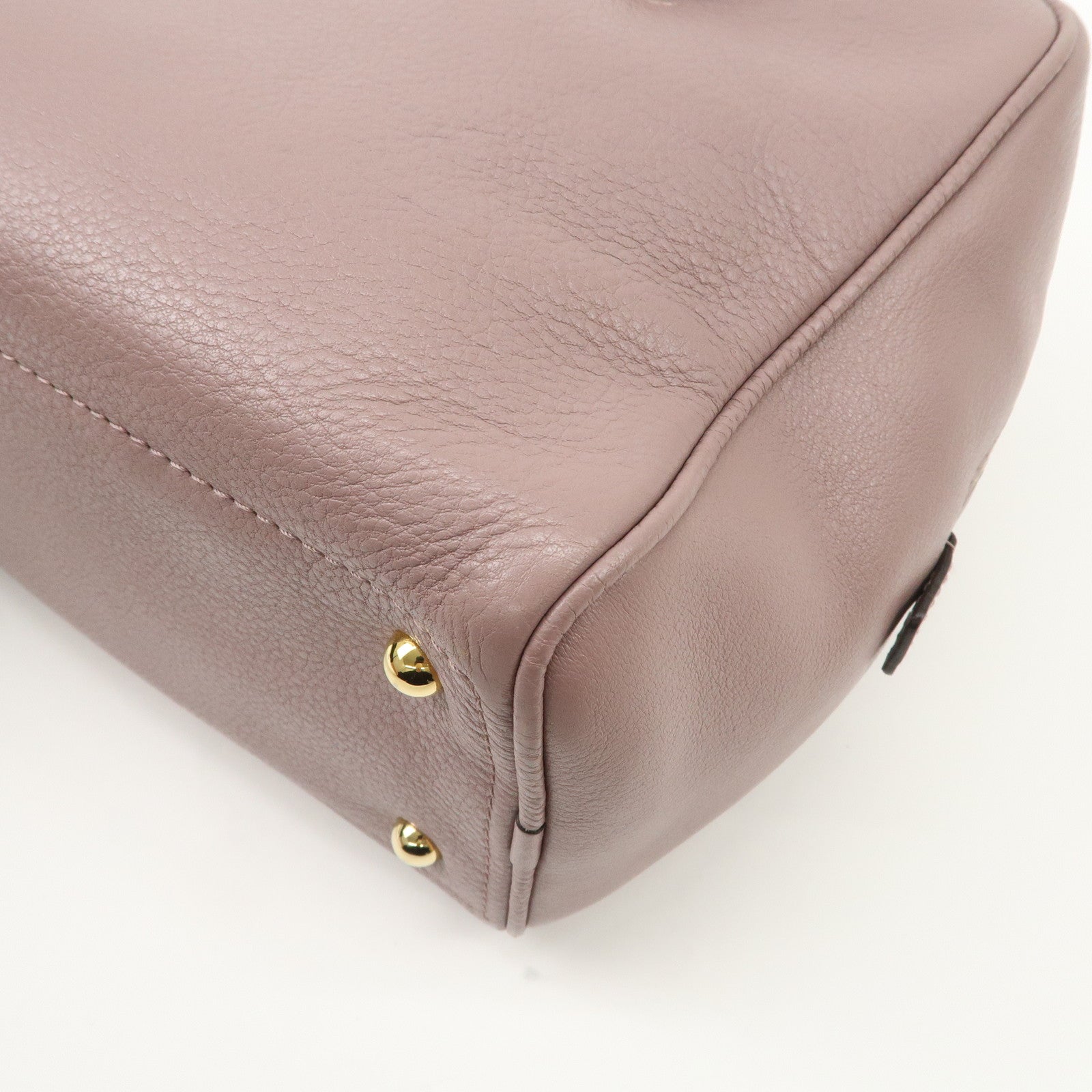 LOEWE Heritage Leather Mini Boston Bag Hand Bag Lavender Used