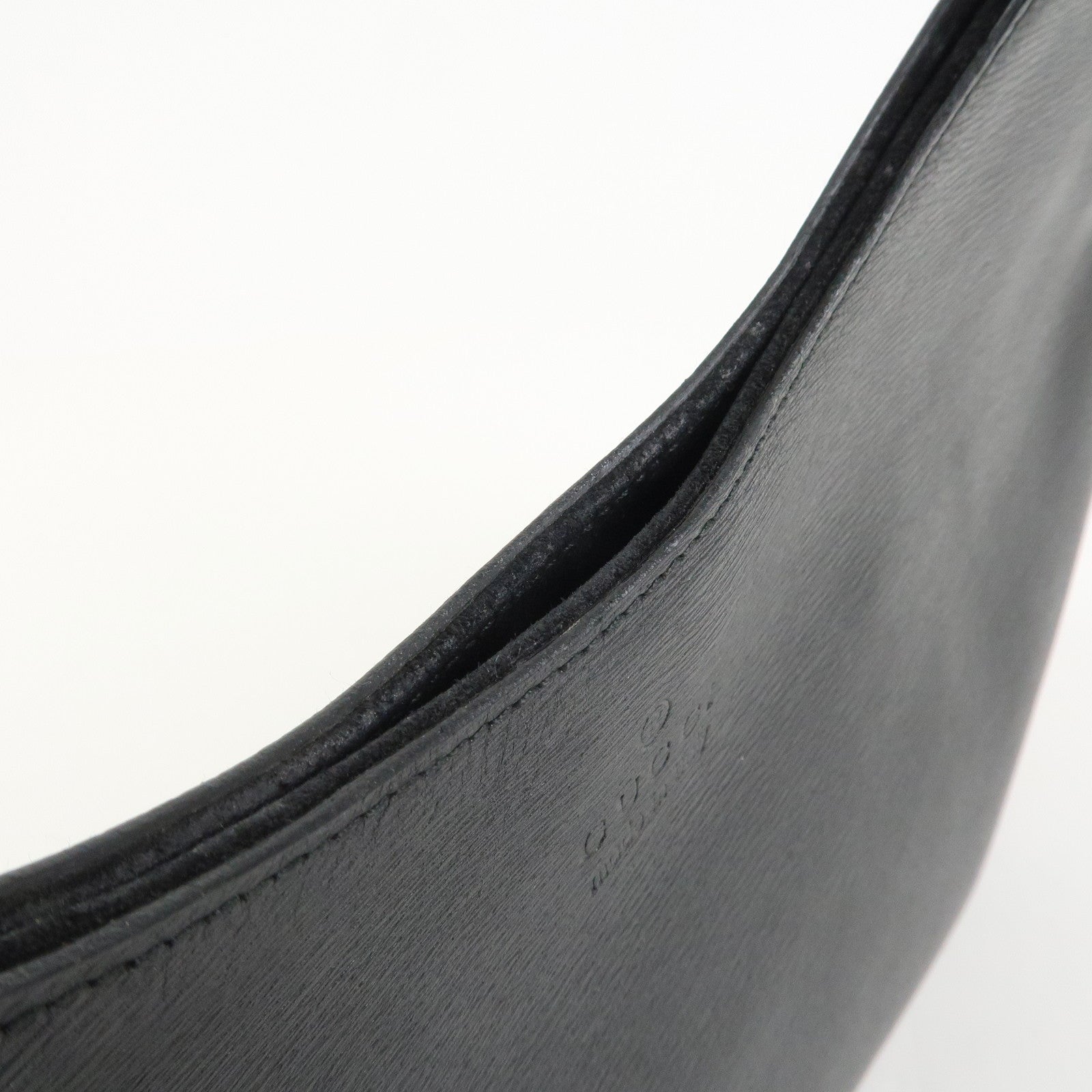 GUCCI Bamboo Leather Shoulder Bag Hand Bag Black 001.3760