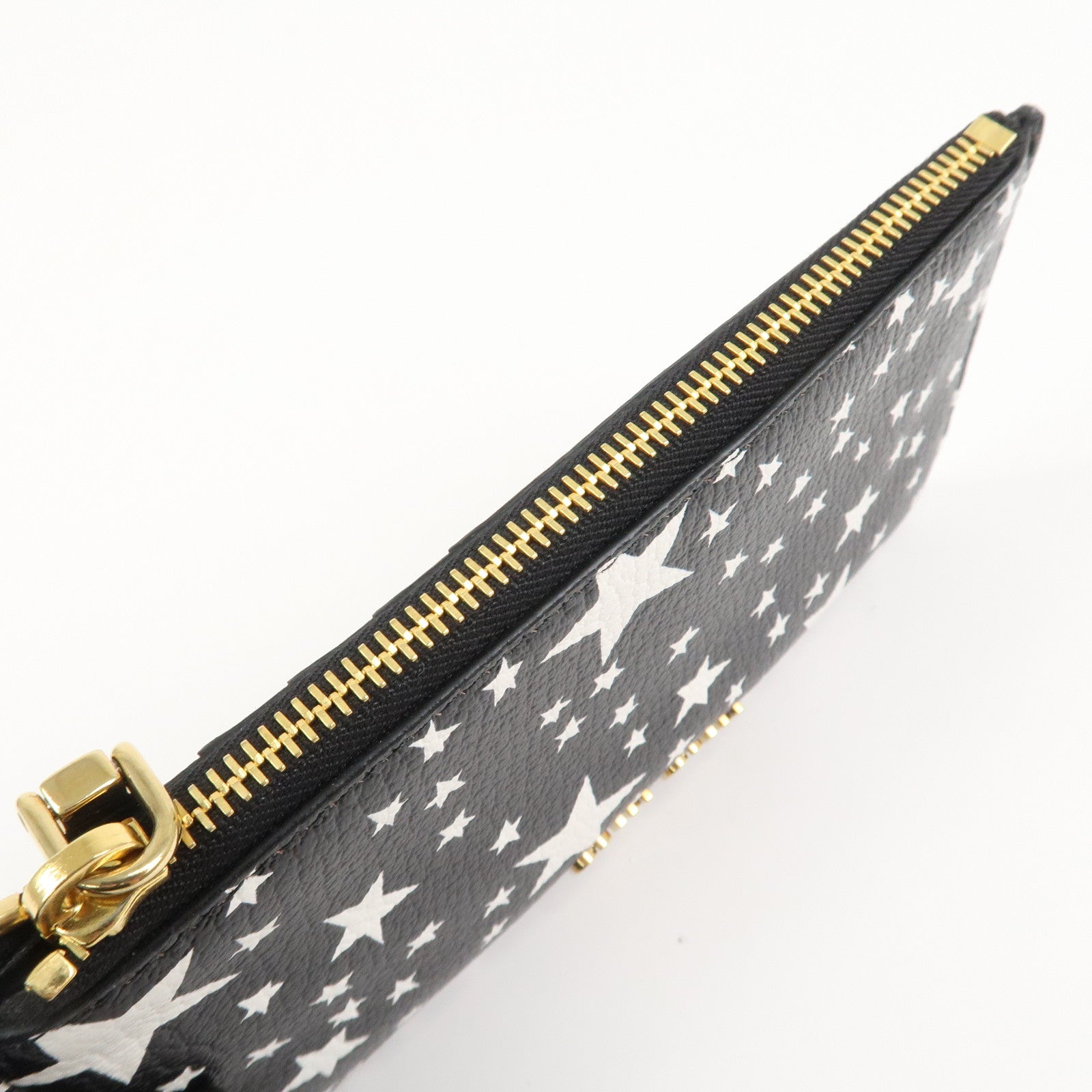 MIU MIU Leather Card Case Star Print Black 5MB006