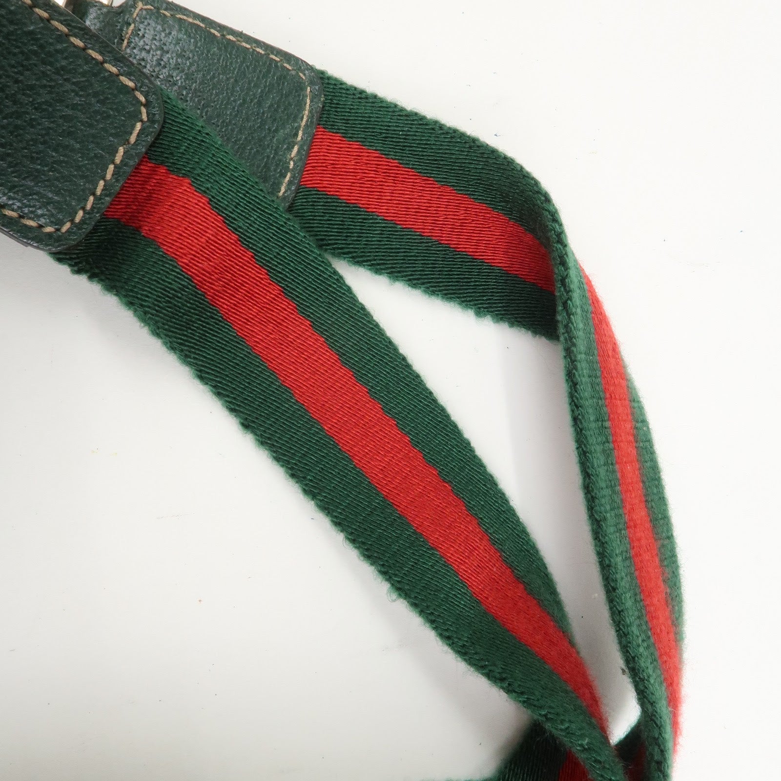 GUCCI Sherry GG Canvas Leather Hand Bag Brown Green 145810