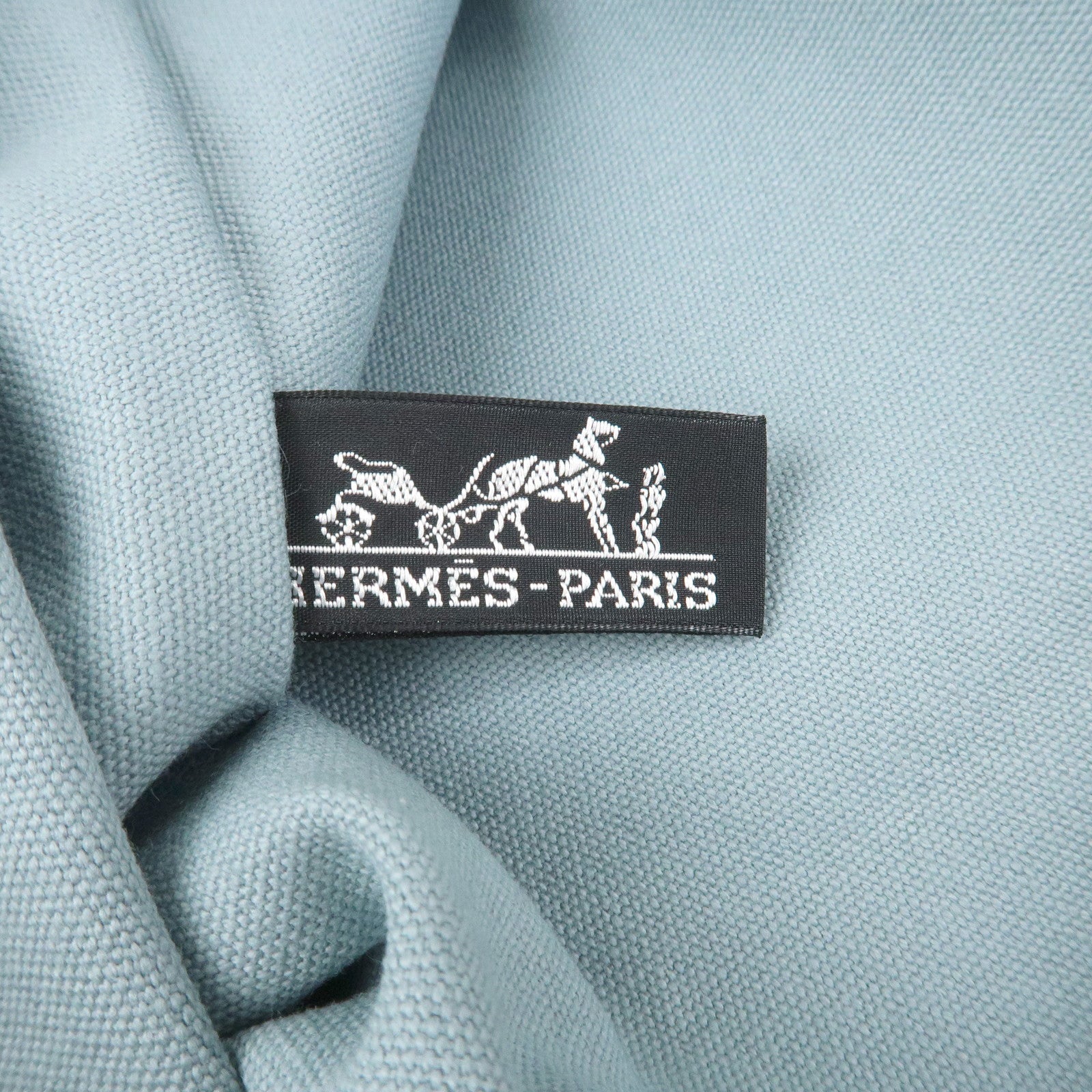 HERMES Bora Bora GM Cotton Leather Pouch Light Blue