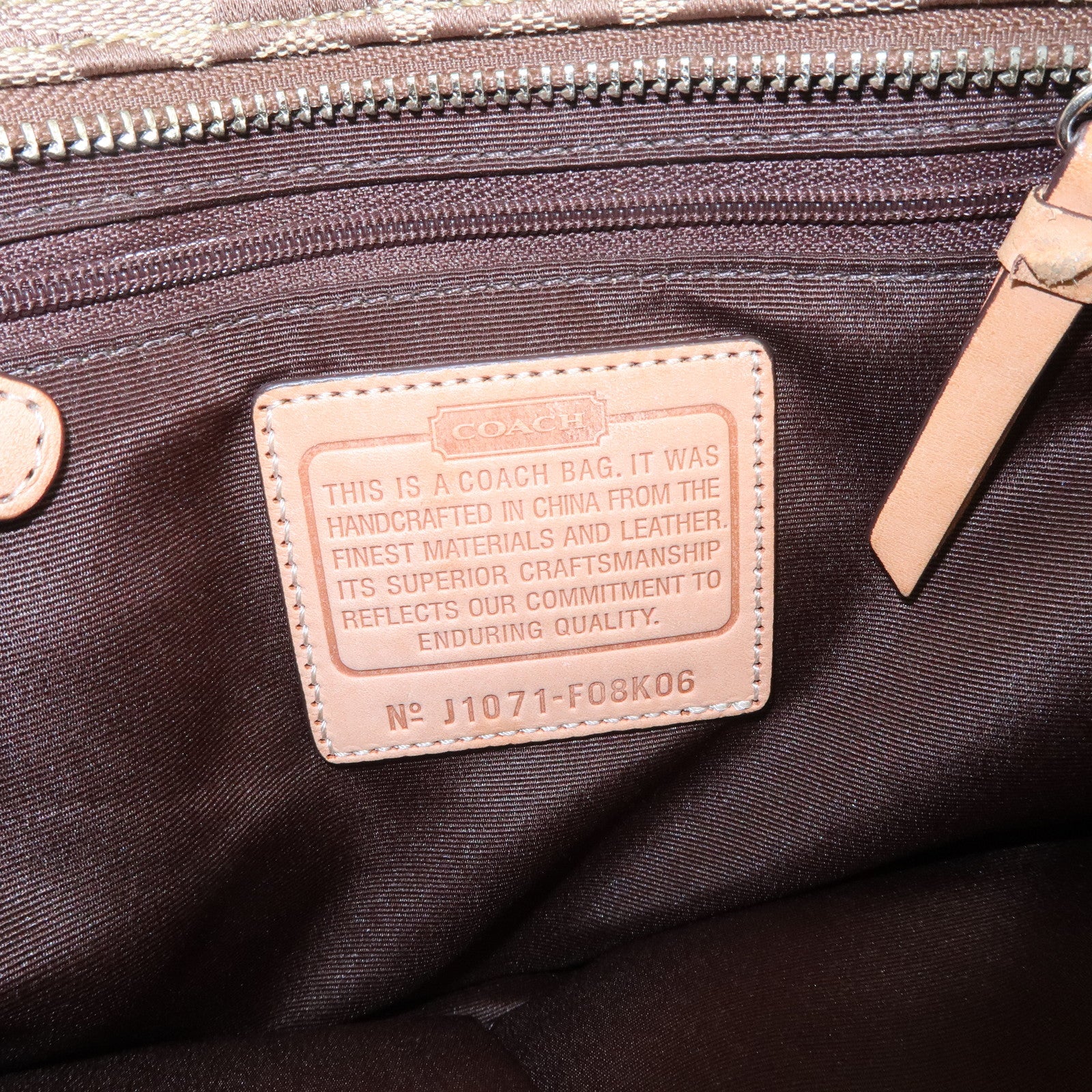 COACH Signature Canvas Leather Set of 2 Hand Bag Black Light Brown