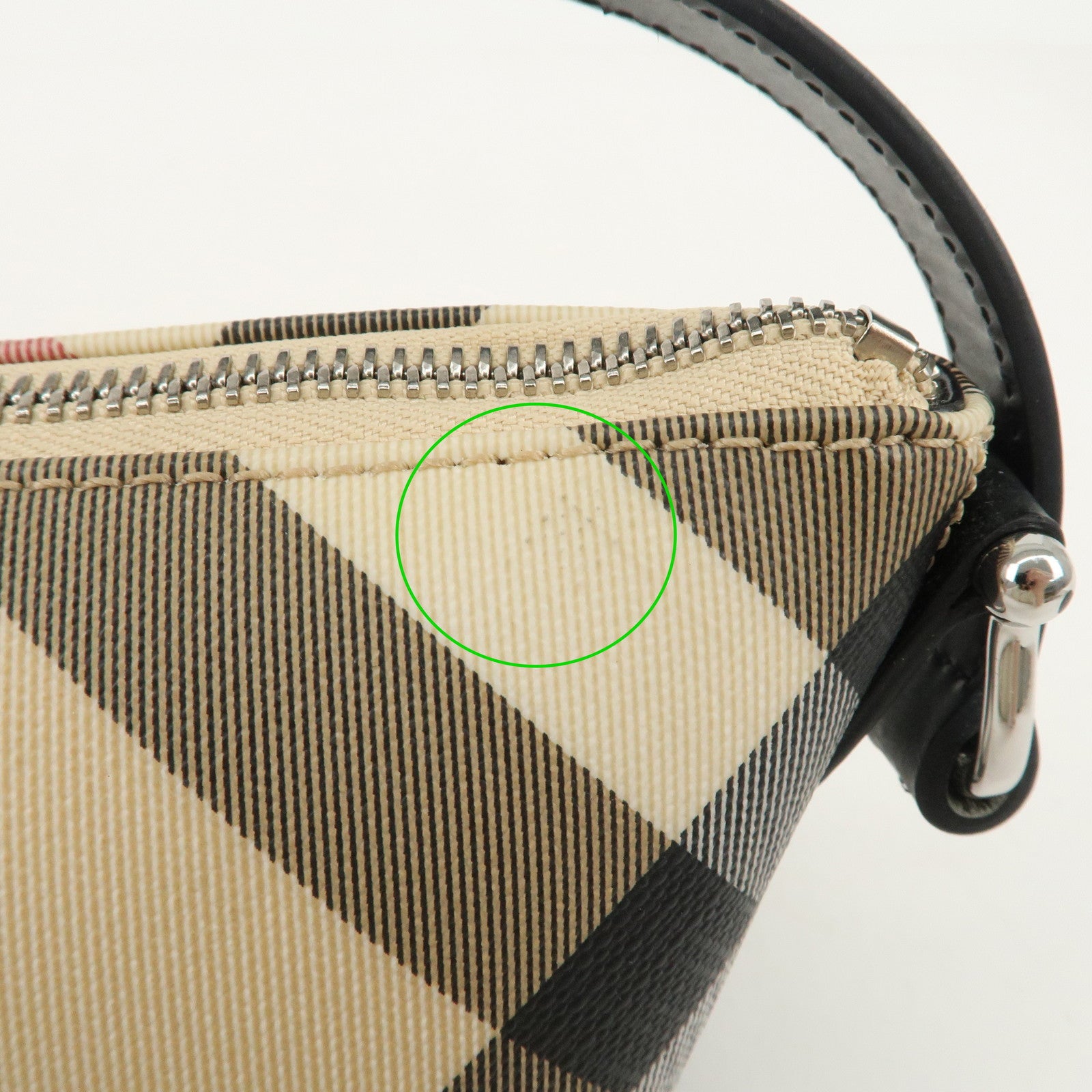 BURBERRY Leather PVC Boat Bag Hand Bag Shoulder Bag Nova Plaid Black Used