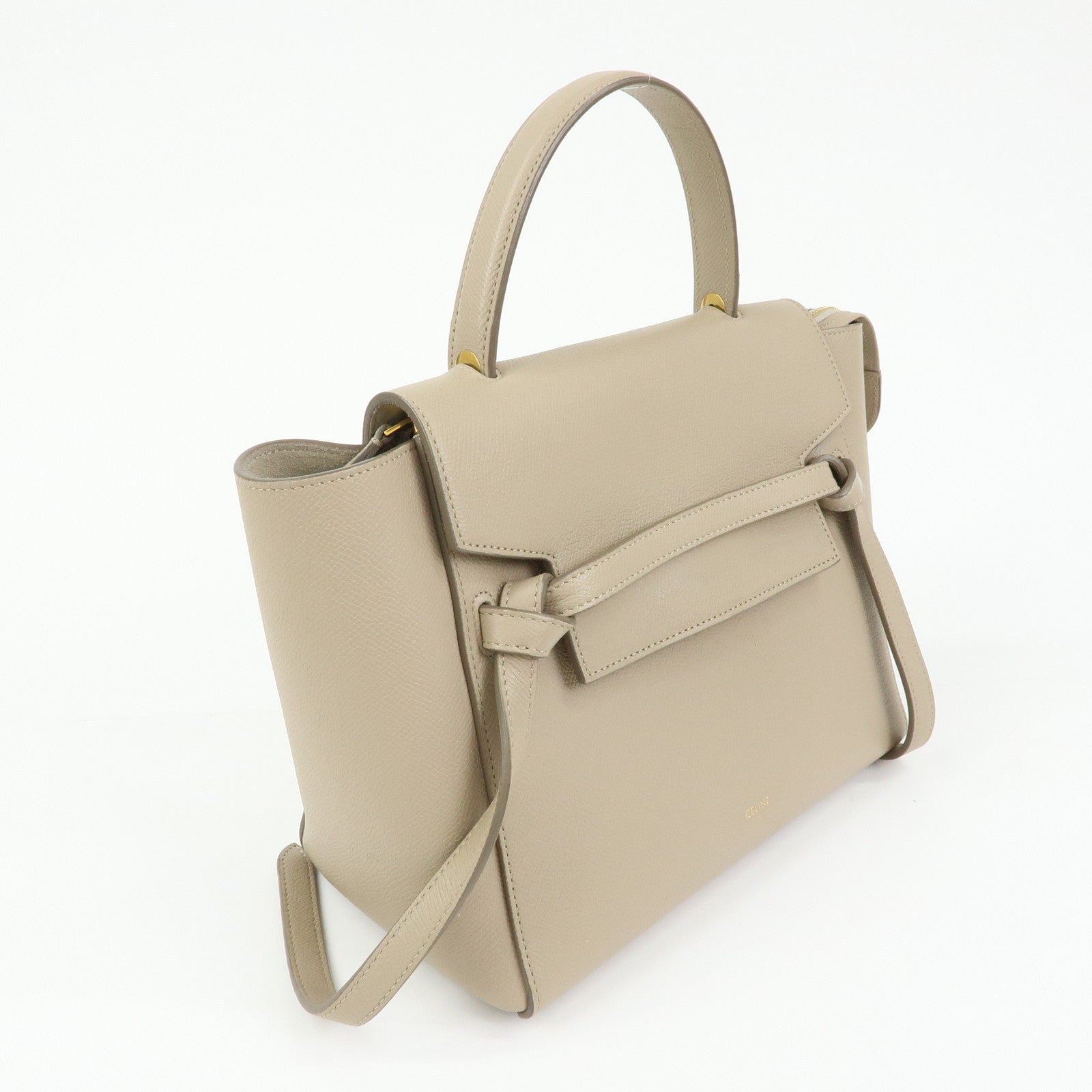 CELINE Belt Bag Leather 2Way Bag Hand Bag Shoulder Bag Beige