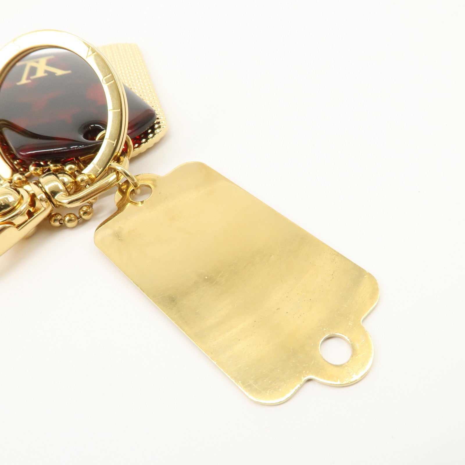 Louis Vuitton Bijoux Sac Monogram Flage Metal Resin Bag Charm Gold Rouge M65635 Used