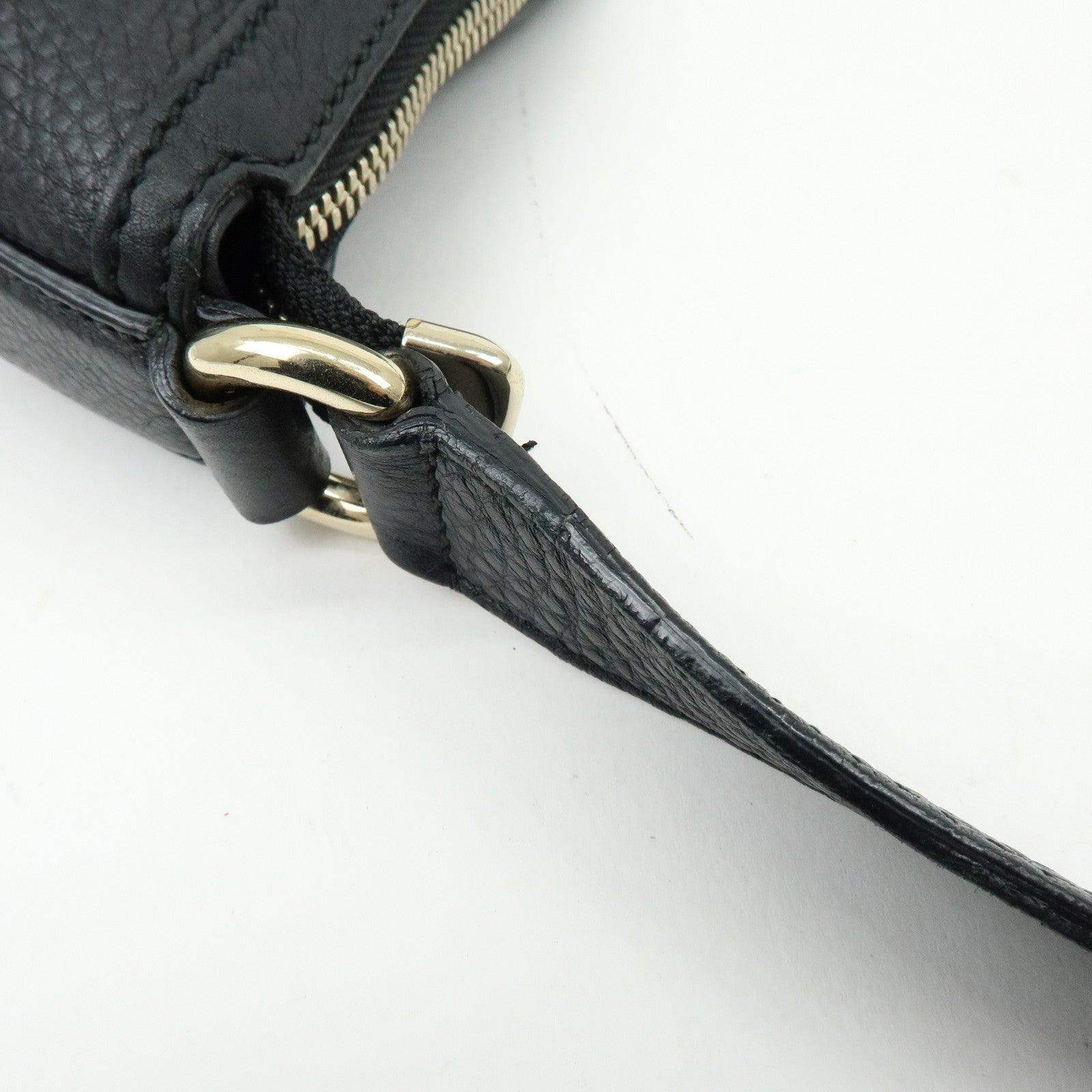 GUCCI SOHO Interlocking G Leather Shoulder Bag Black 295175