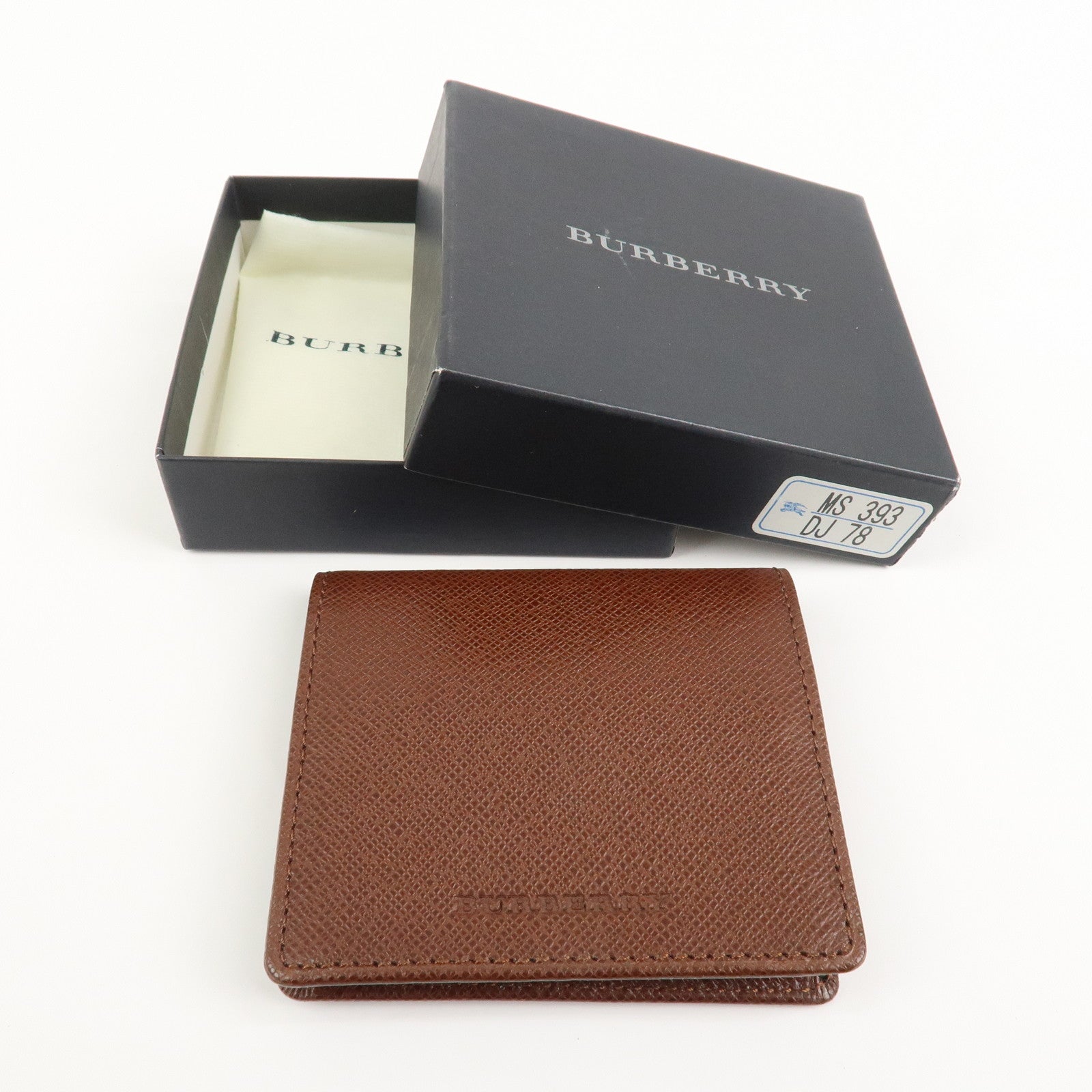 BURBERRY Logo Leather Compact Coin Case Brown