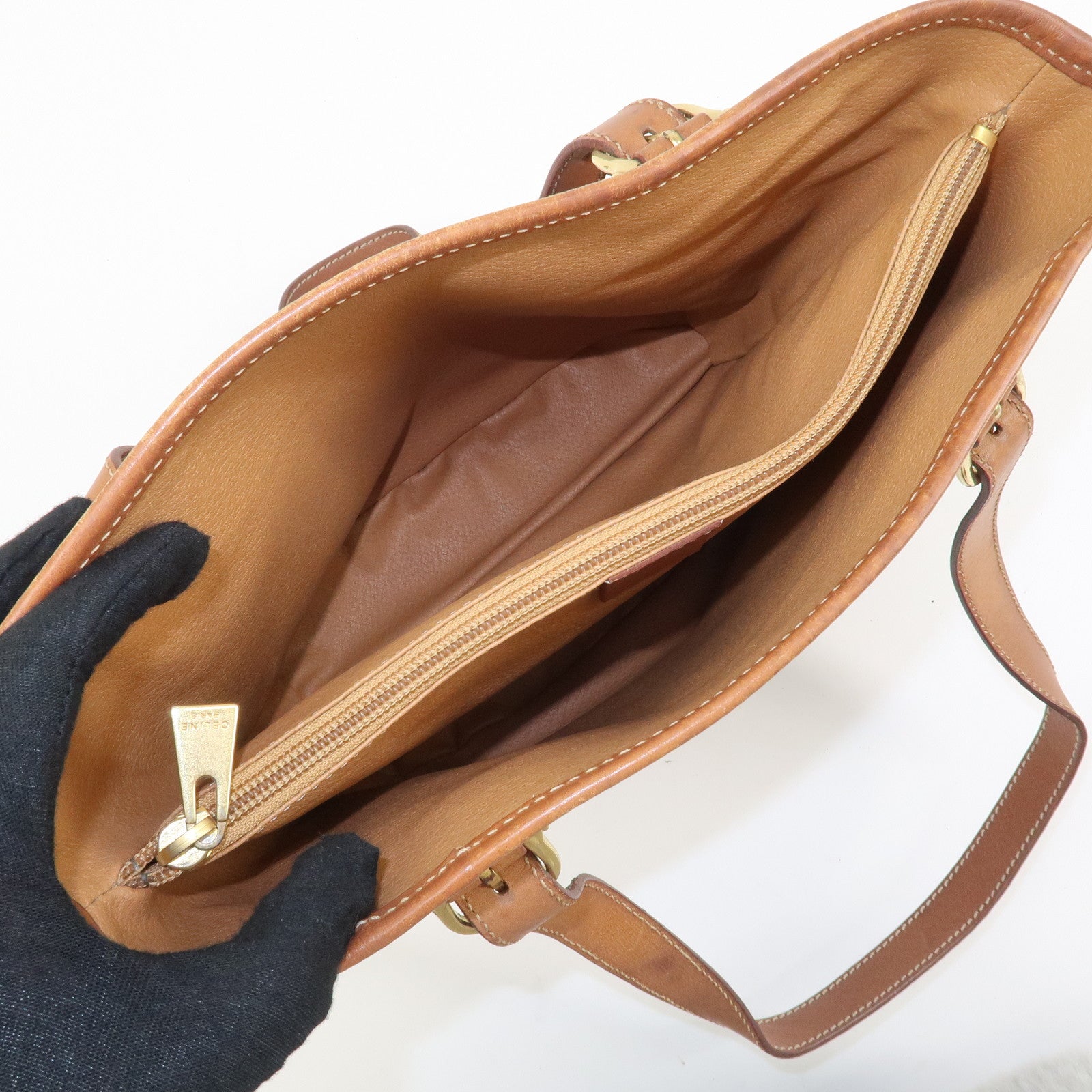 CELINE Macadam PVC Leather Tote Bag Hand Bag Brown