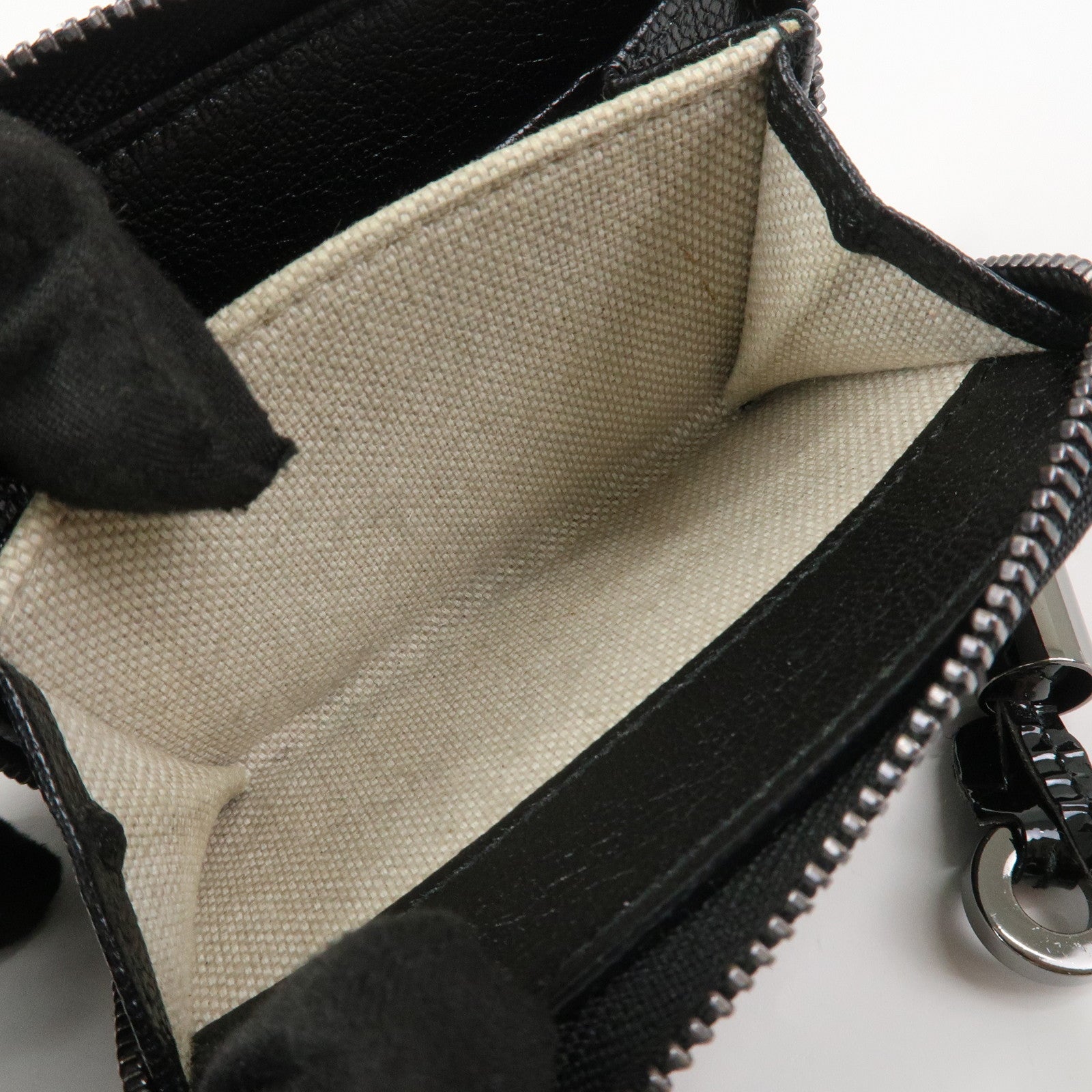 JIMMY CHOO Patent Leather Star Studs Coin Case Card Case Black