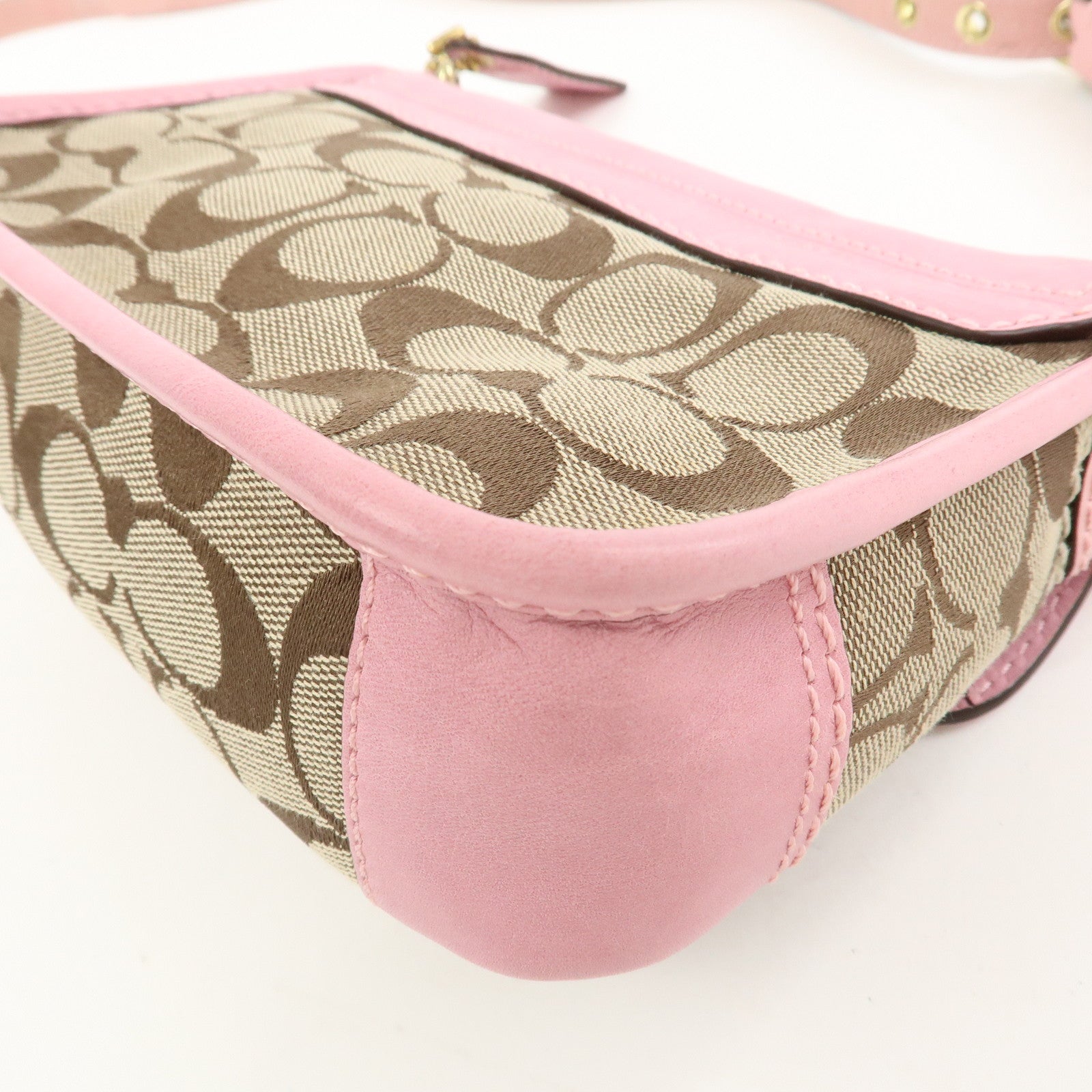 COACH Signature Canvas Leather Shoulder Crossbody Bag Pink