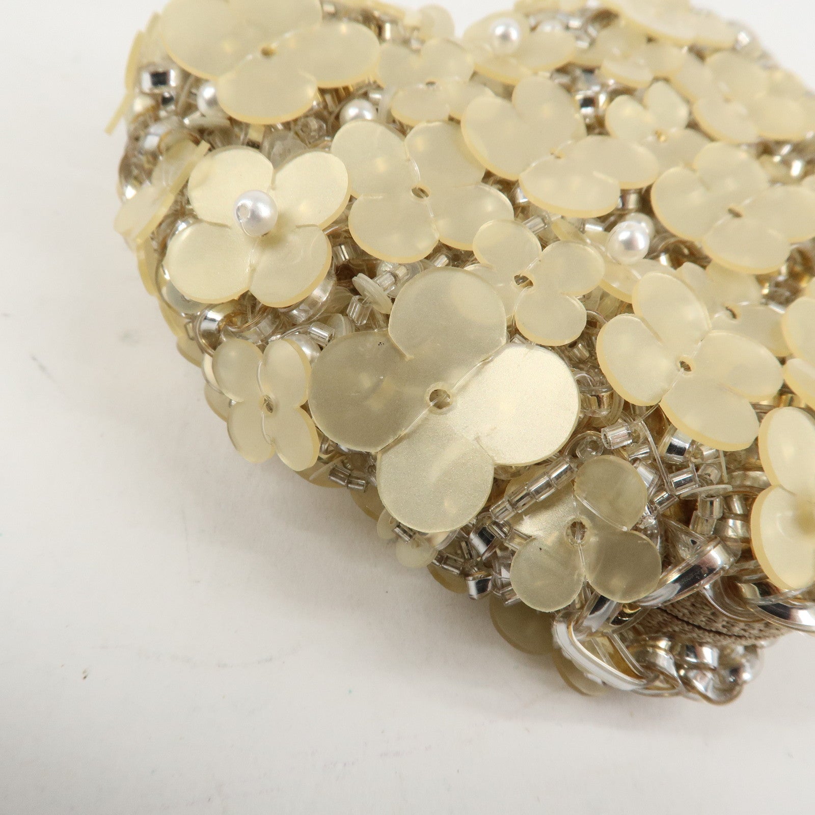 ANTEPRIMA Heart Flower Plastic Bijou Pouch Accessory Case Beige Used